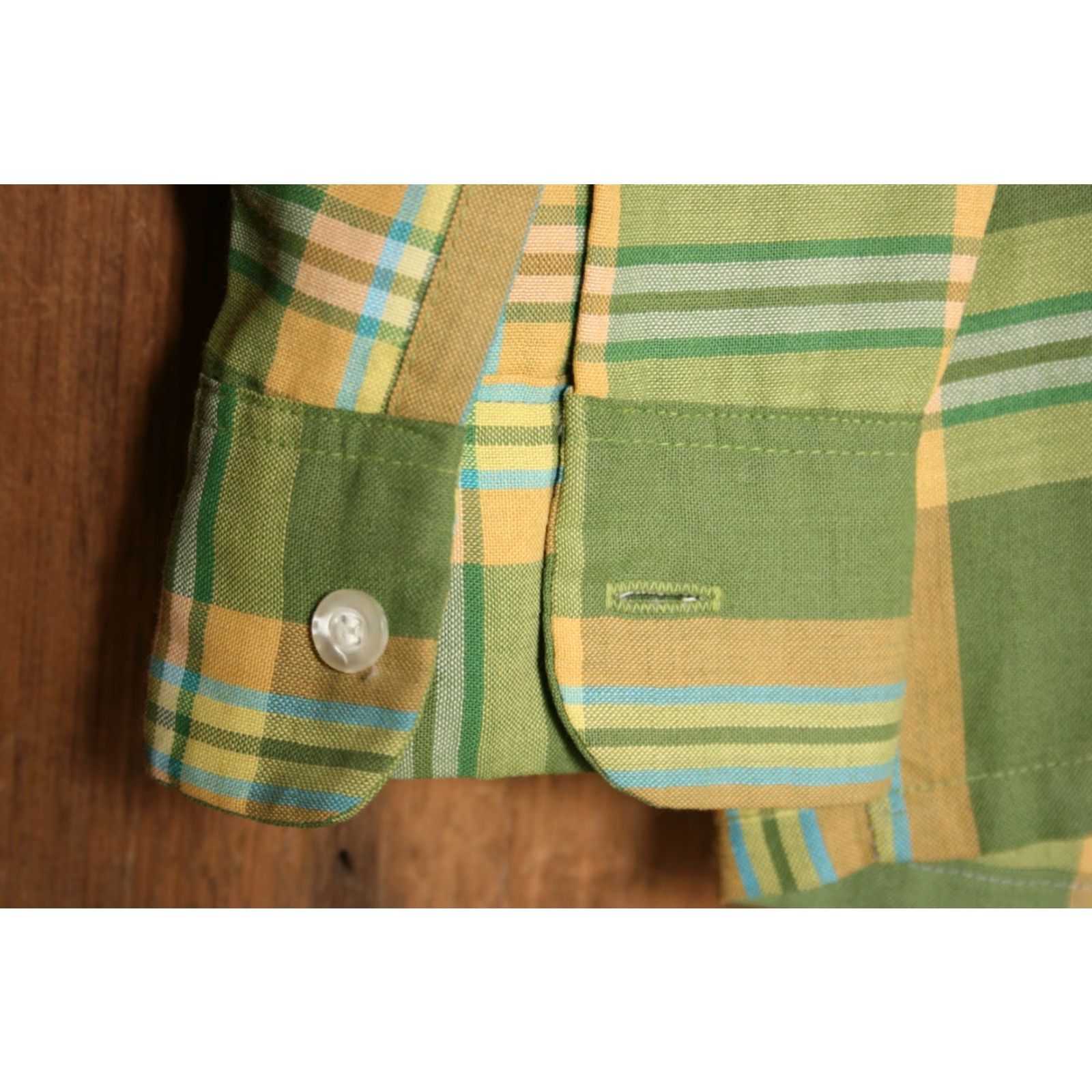 Vintage VINTAGE Brent Shirt Mens S Plaid Windowpane 60s Green Blue Yellow Button-Up Collar" Size US S / EU 44-46 / 1 - 4 Thumbnail