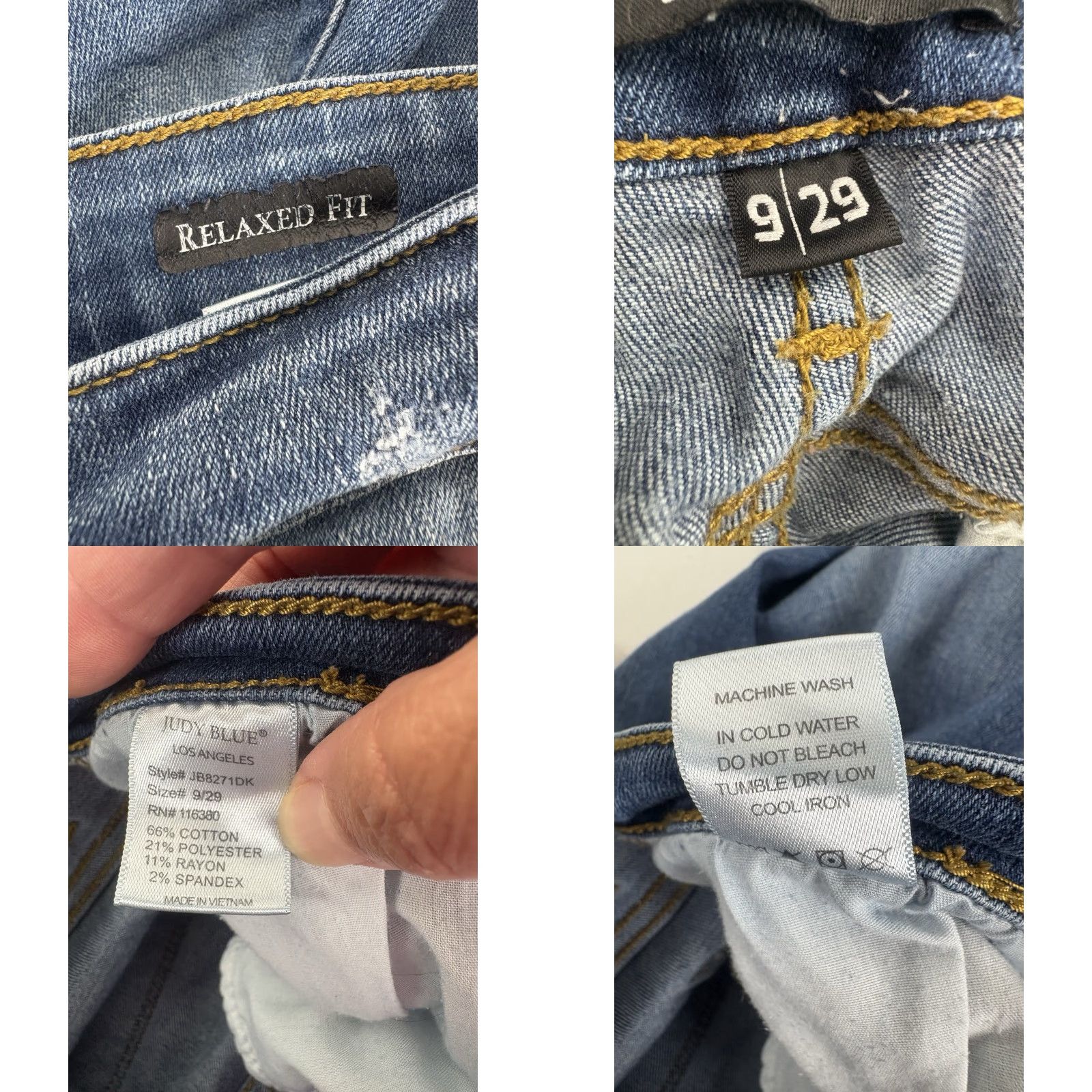 Vintage Judy Blue Med Faded Wash Distressed Relaxed Fit Skinny Jeans Womens Size 9/29 Size 30" / US 8 / IT 44 - 8 Thumbnail