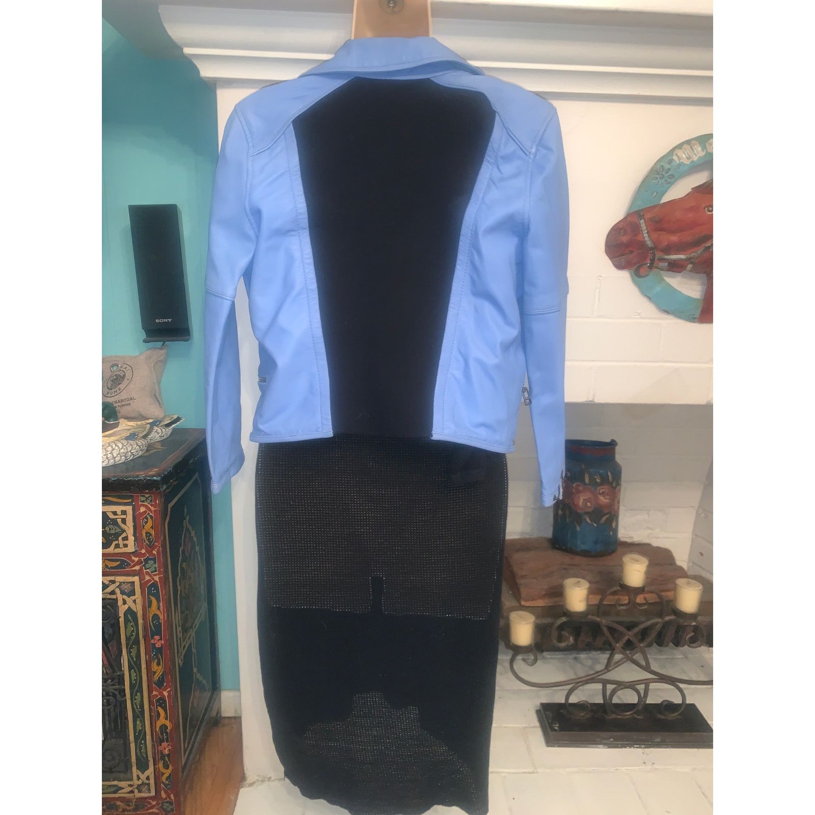CUT 25 YIGAL AZROUEL BLUE LEATHER MOTO JACKET-NWT-4-SAKS