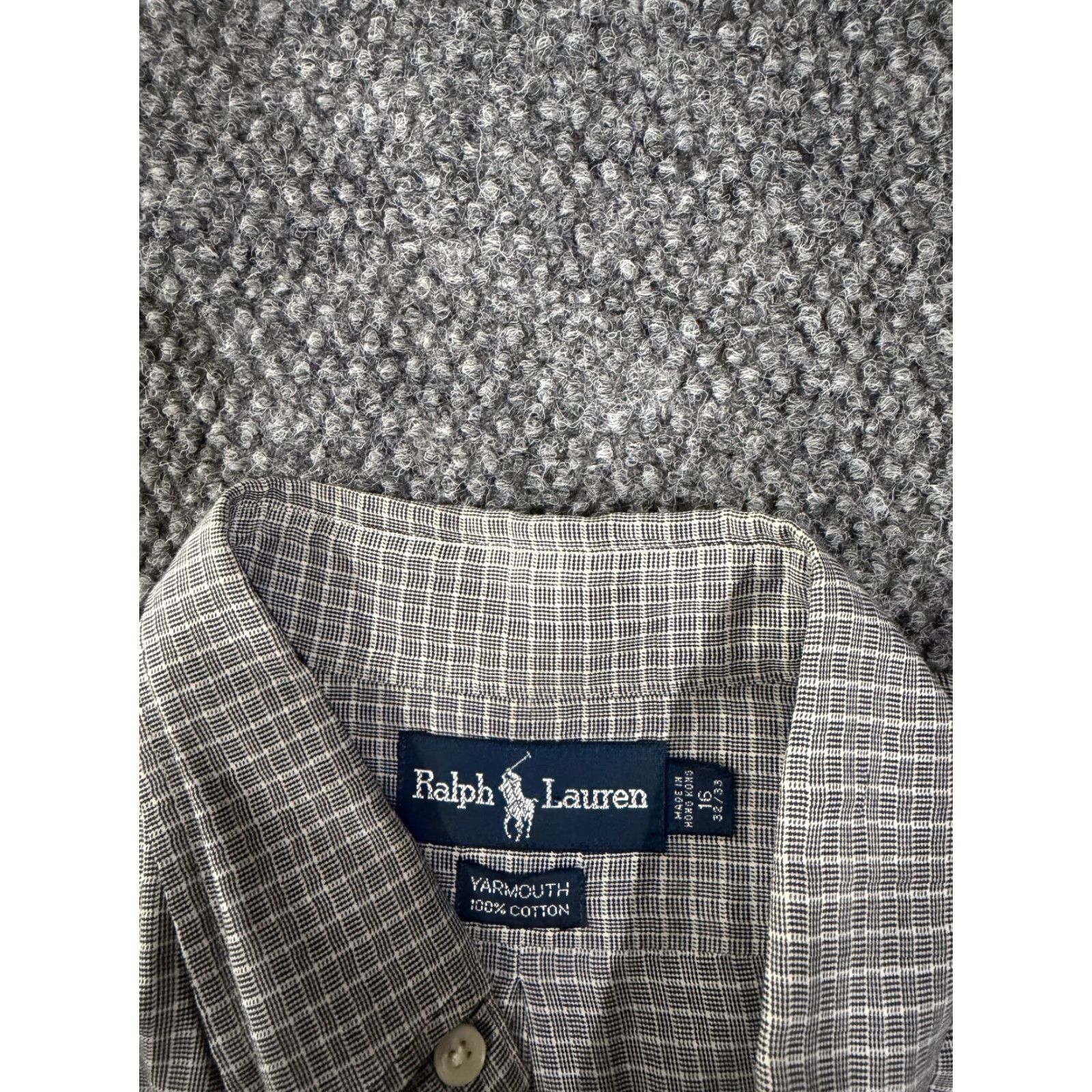 Nautica Ralph Lauren Button Up Shirt Mens 16 32/33 Gray White Check Long Sleeve yarmouth Size US L / EU 52-54 / 3 - 4 Thumbnail