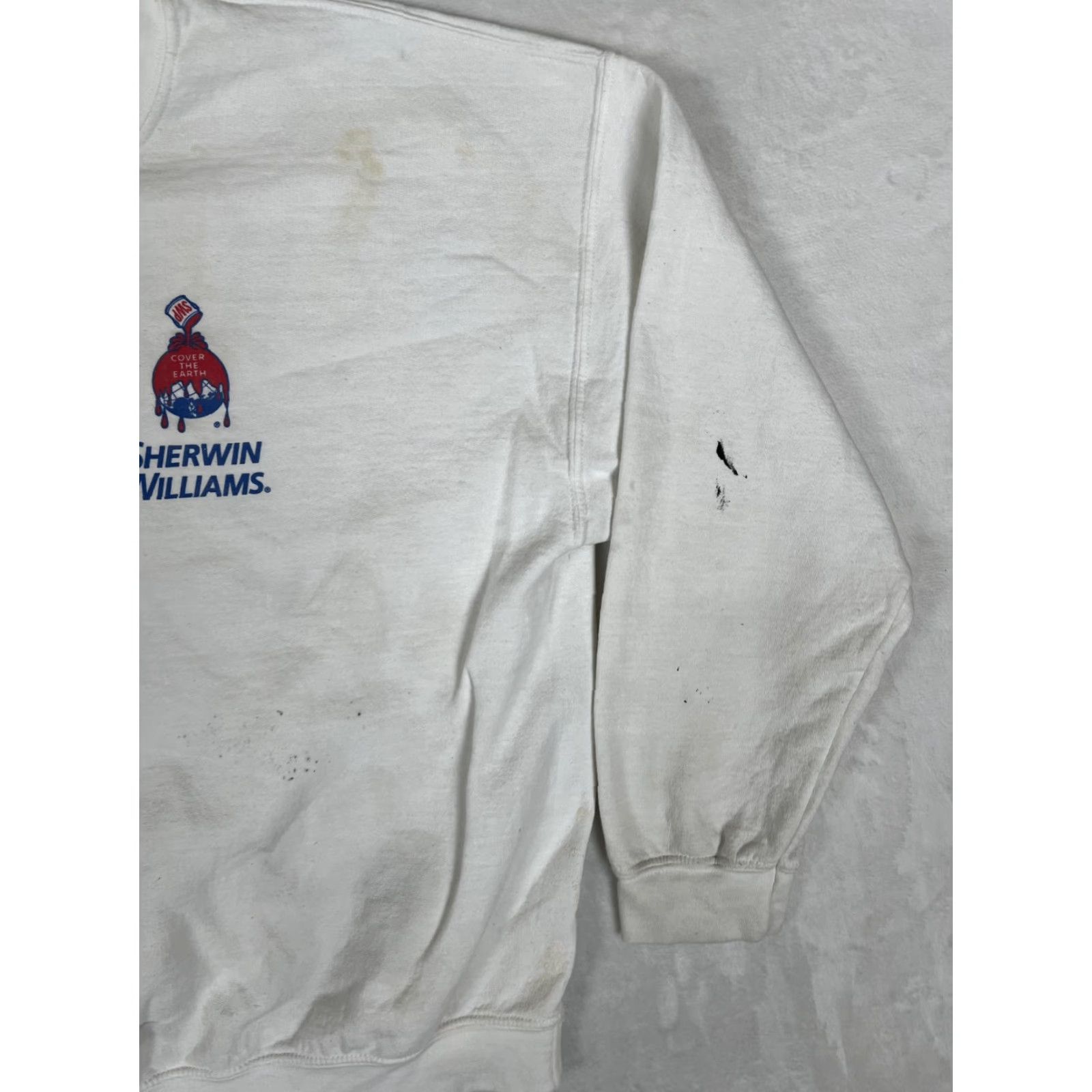 Vintage Sherwin-Williams Sweatshirt Mens XL White Crewneck Graphic Print Logo Fleece Workwear Pullover Size US XL / EU 56 / 4 - 7 Thumbnail