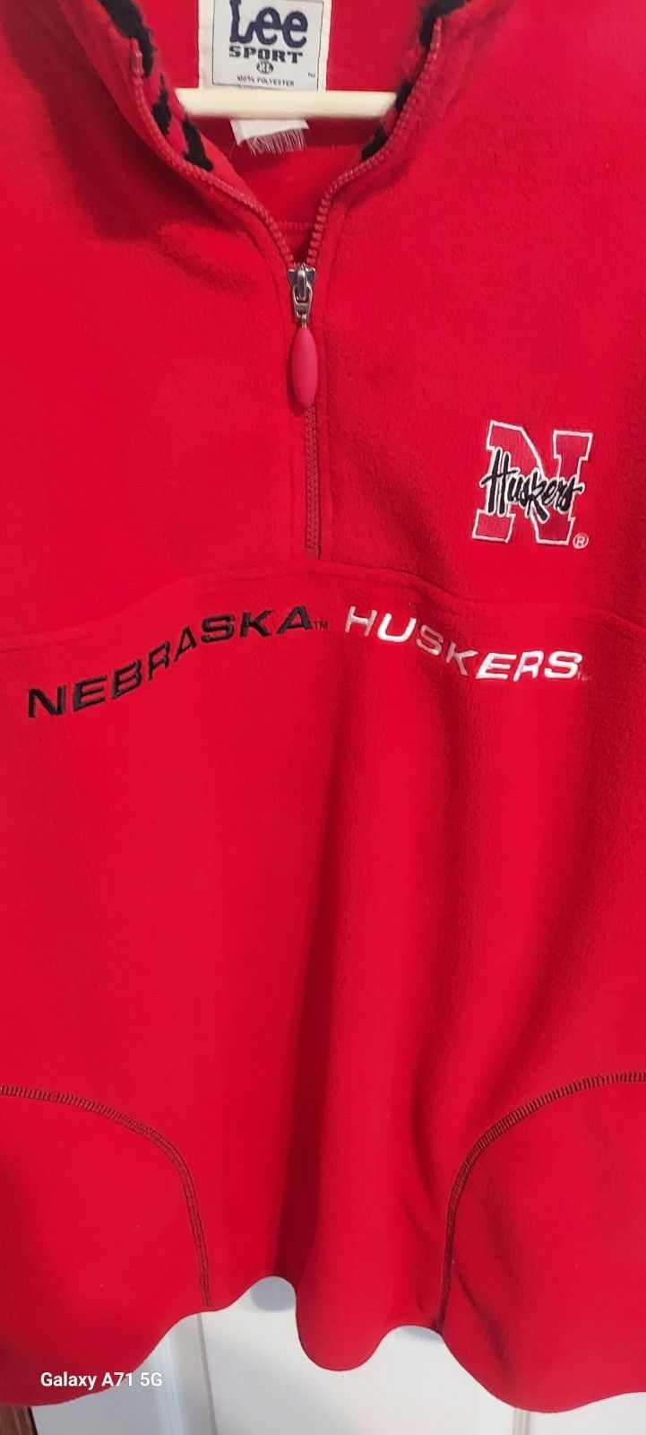 Lee Vintage Nebraska Cornhuskers Red Black Pullover Fleece 1/4 Size US XL / EU 56 / 4 - 2 Thumbnail
