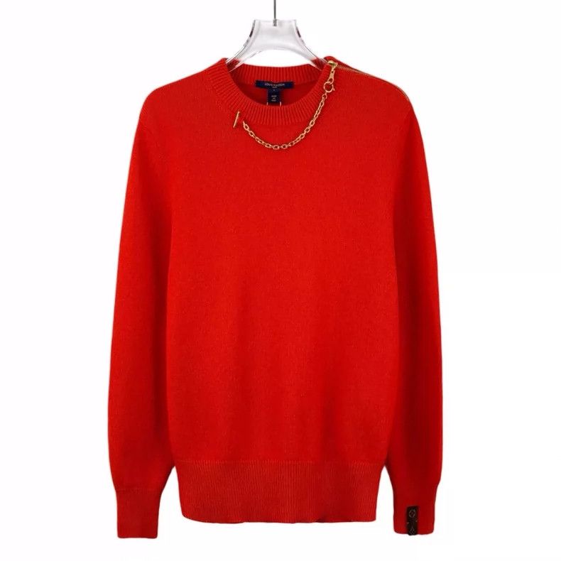 Louis Vuitton Louis Vuitton 22 Red Chain Cashmere Crew Neck Long Sleeve Size L / US 10 / IT 46 - 1 Thumbnail