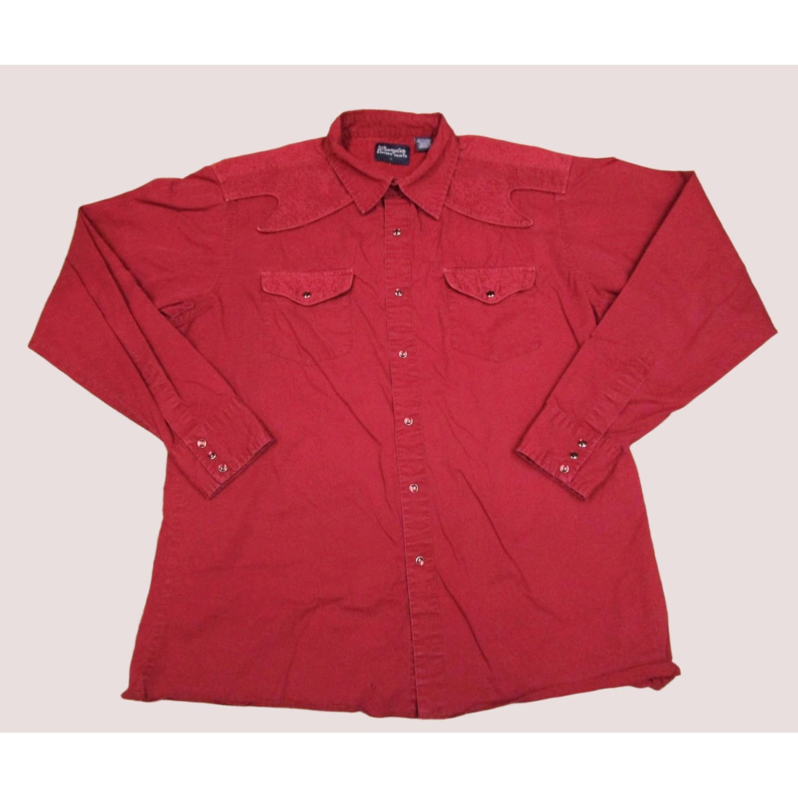 Wrangler Wrangler Shirt Men Large Red Western Corduroy Long Sleeve Pearl Snap Button-Up Western Cowboy Classic Mens Size US L / EU 52-54 / 3 - 1 Thumbnail