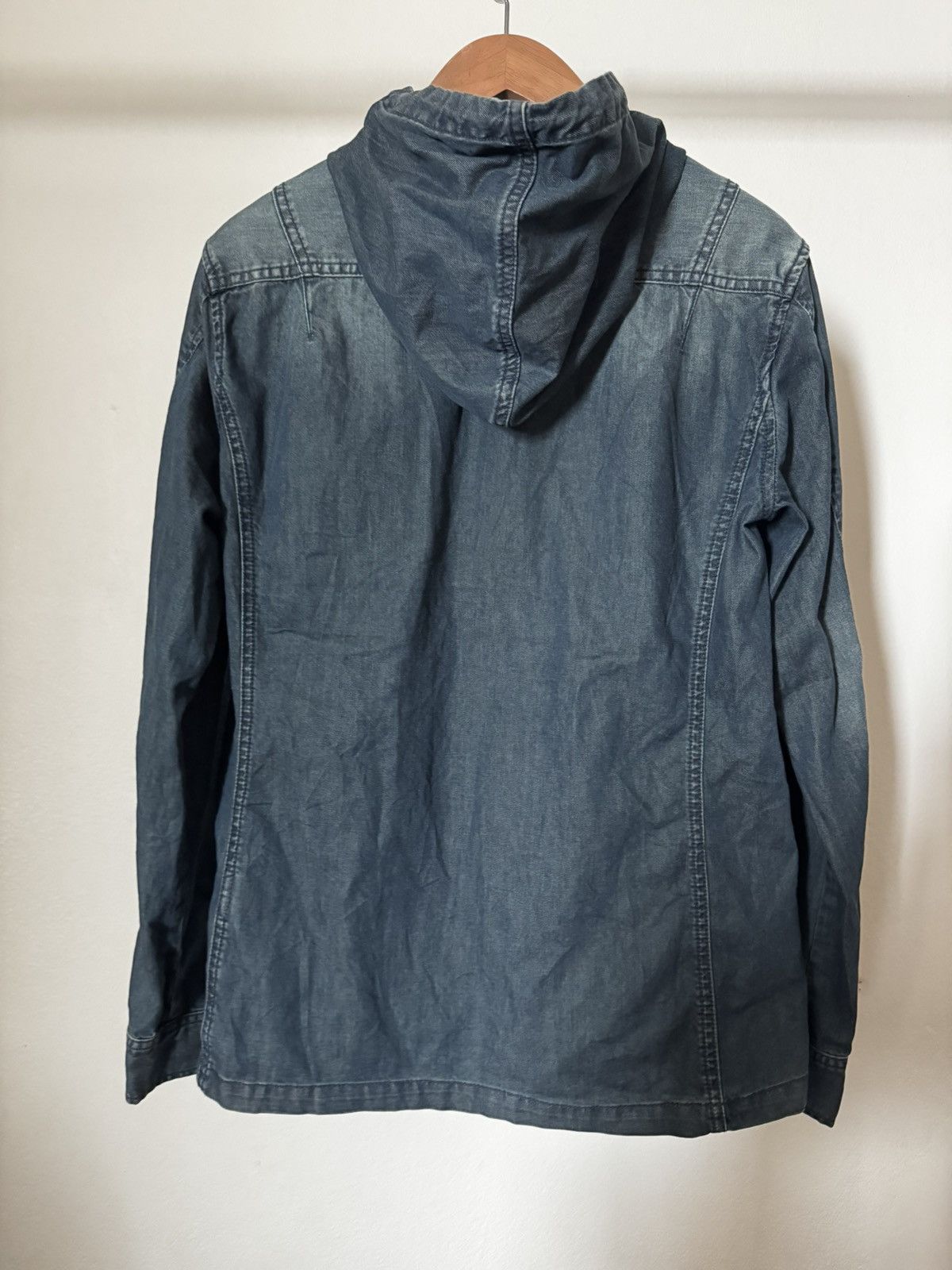 Two way zip denim hoodie jacket, view 2
