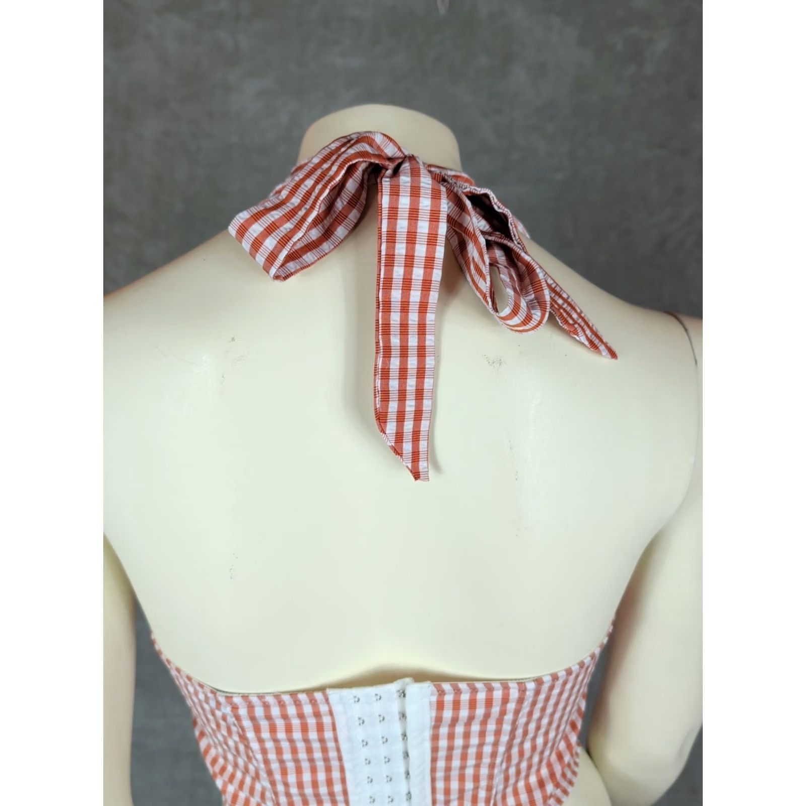 Vintage Beverly & Beck Gingham Cami Corset Top Women S Rust Basque waist Cottagecore Western Size S / US 4 / IT 40 - 5 Thumbnail