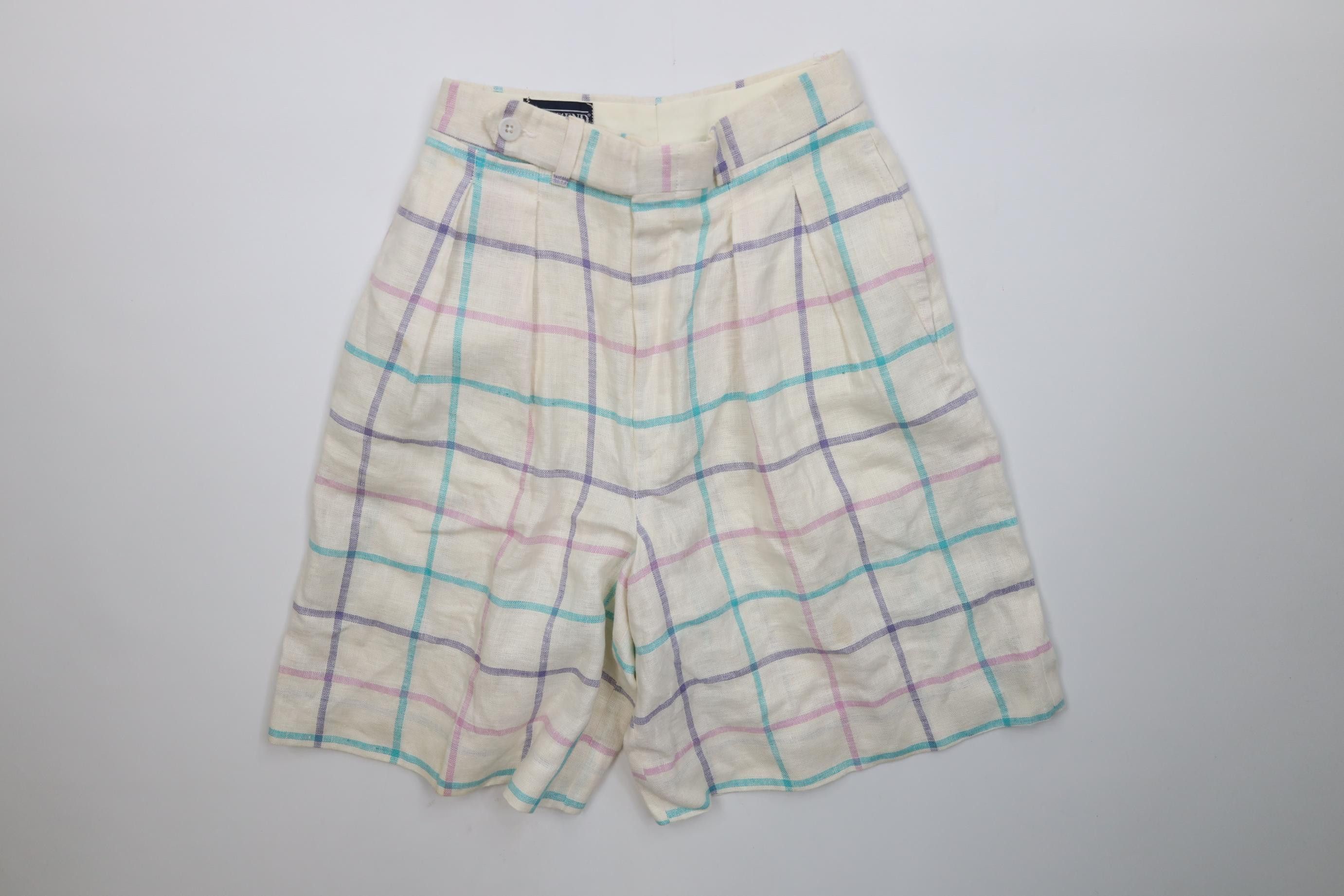 Lands' End Vintage 80s 90s Lands End Burlap Bermuda Shorts Plaid USA Size 28" / US 6 / IT 42 - 1 Thumbnail