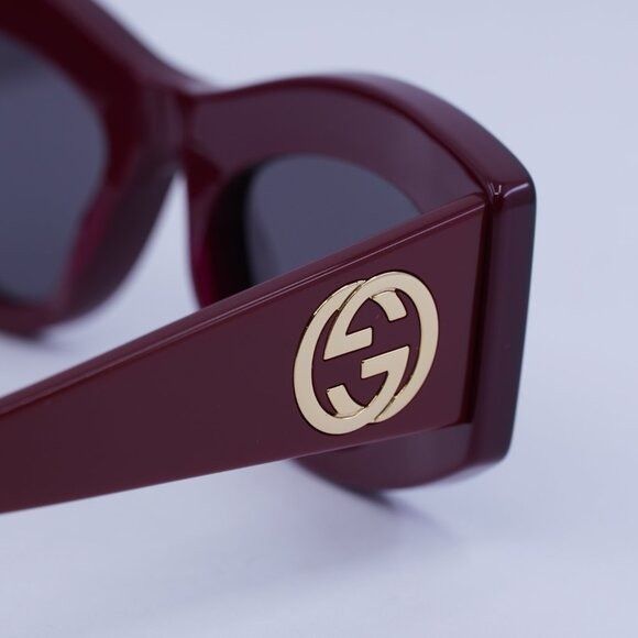 Gucci 🕶️ New Gucci GG1843S 006 Sunglasses - Shiny Black/Burgundy Size ONE SIZE - 6 Thumbnail