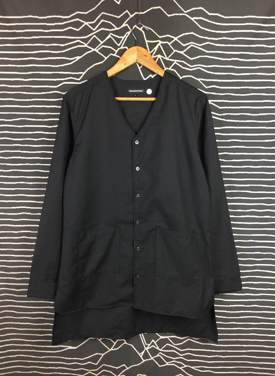 semanticdesign Semanticdesign Avant-Garde Black Collarless Button Shirt Size US L / EU 52-54 / 3 - 2 Thumbnail