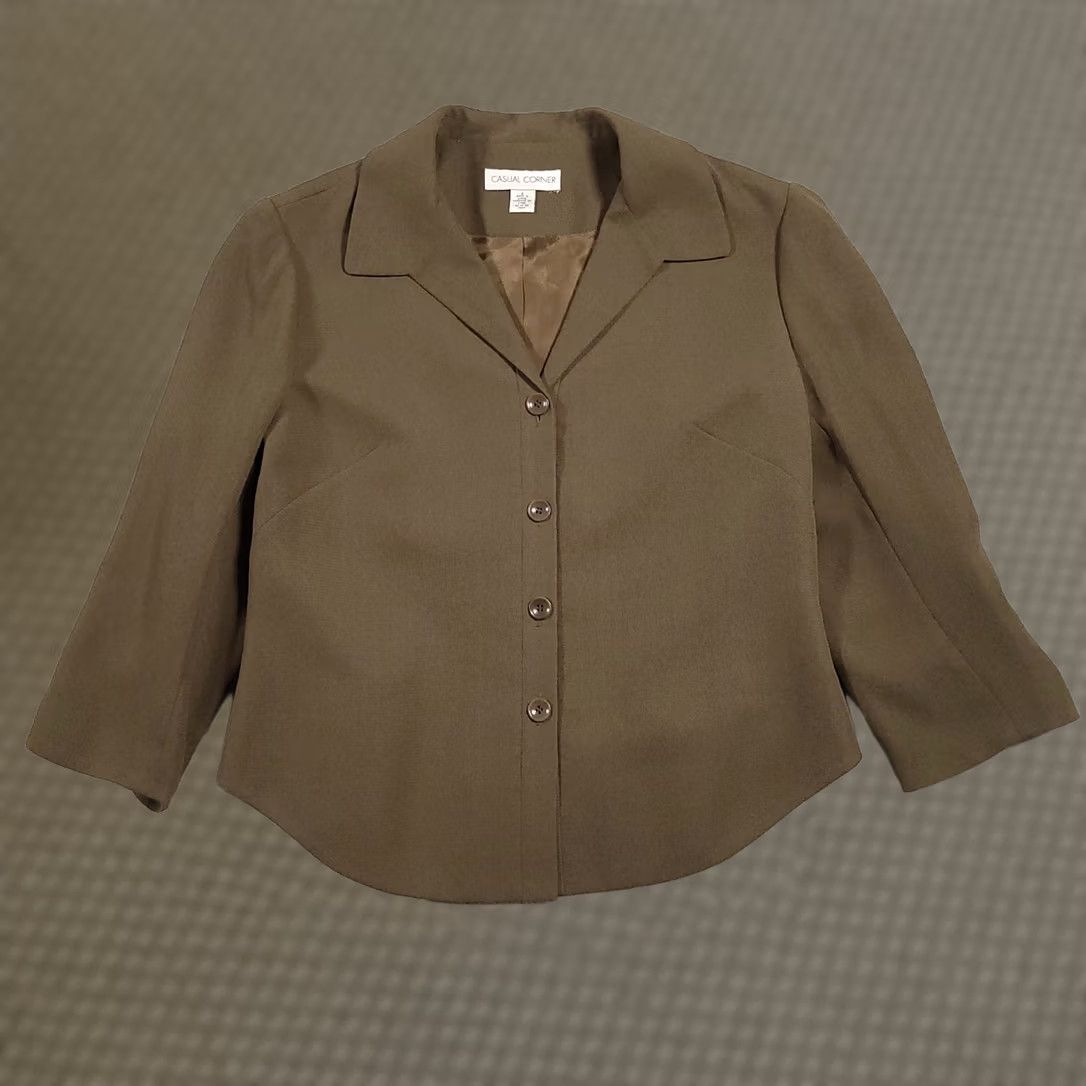 Vintage Casual Corner Shirt Womens L Brown Button Women Neck Business Blazer Lined Size L / US 10 / IT 46 - 1 Thumbnail