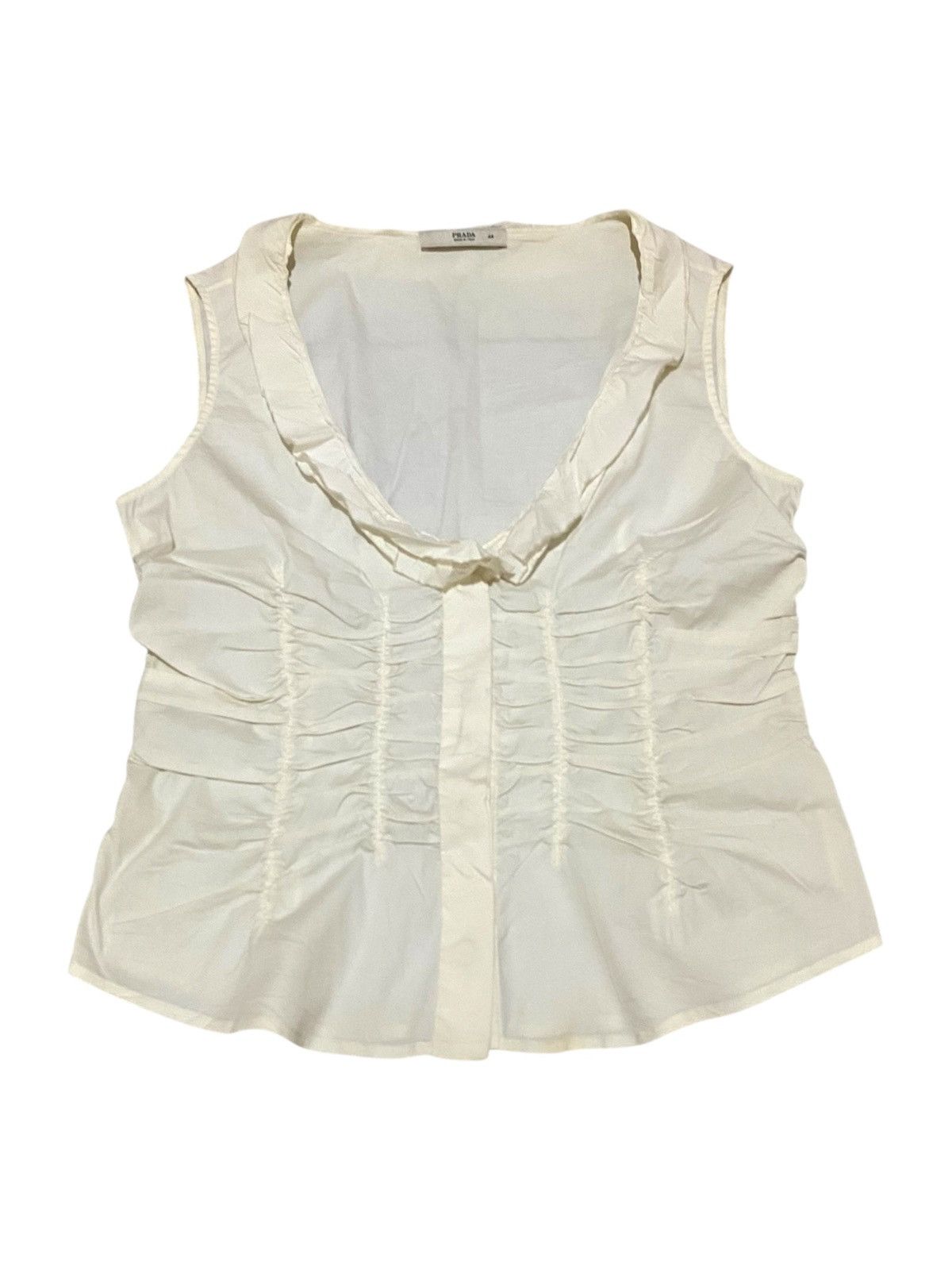 Prada 2000s Prada Ruffled Pleated Tank Top Size M / US 6-8 / IT 42-44 - 1 Thumbnail