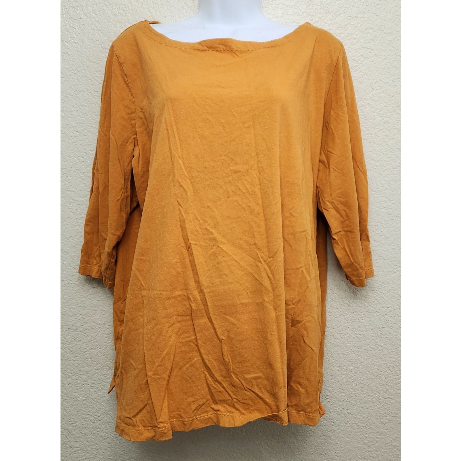 Other Woman Within Burnt Orange Boat Neck 3/4 Sleeve Top 1X Plus Size XXL / US 16-18 / IT 52-54 - 1 Thumbnail