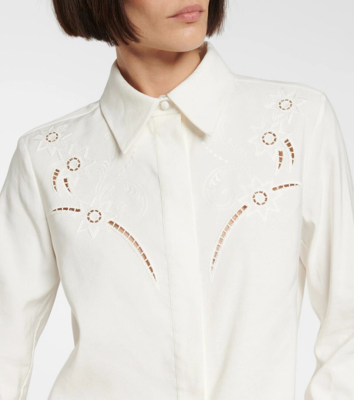 Chloe o1y0825 Lace Shirt in Ivory Size L / US 10 / IT 46 - 2 Thumbnail