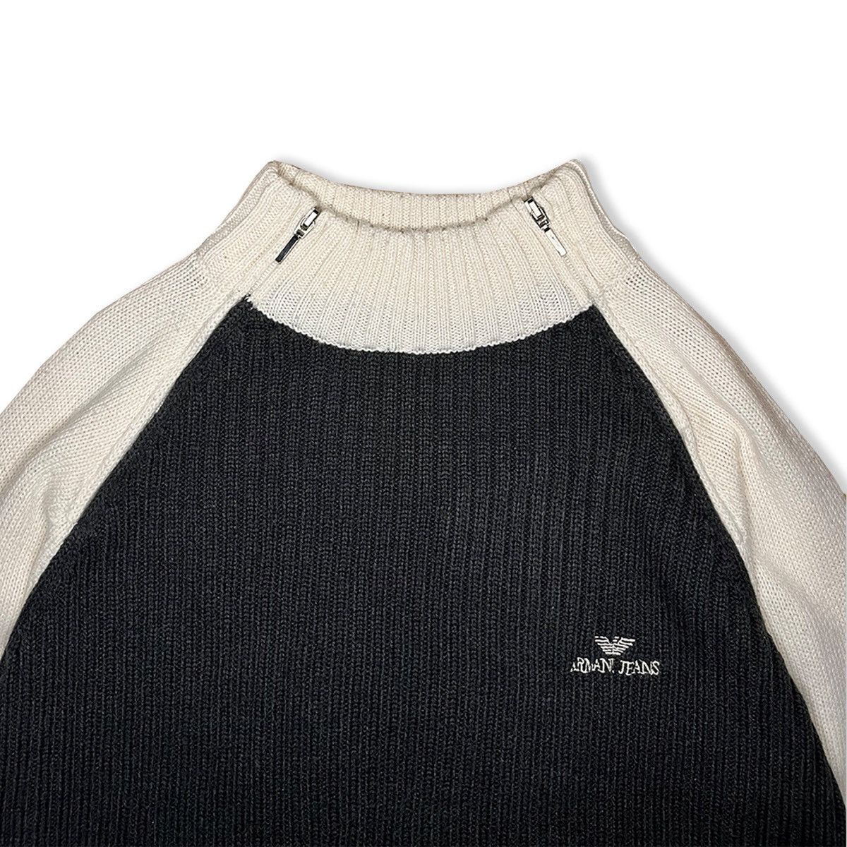 Armani Vintage Armani Jeans Dual-Zip Wool Knit Pullover Size US M / EU 48-50 / 2 - 6 Thumbnail