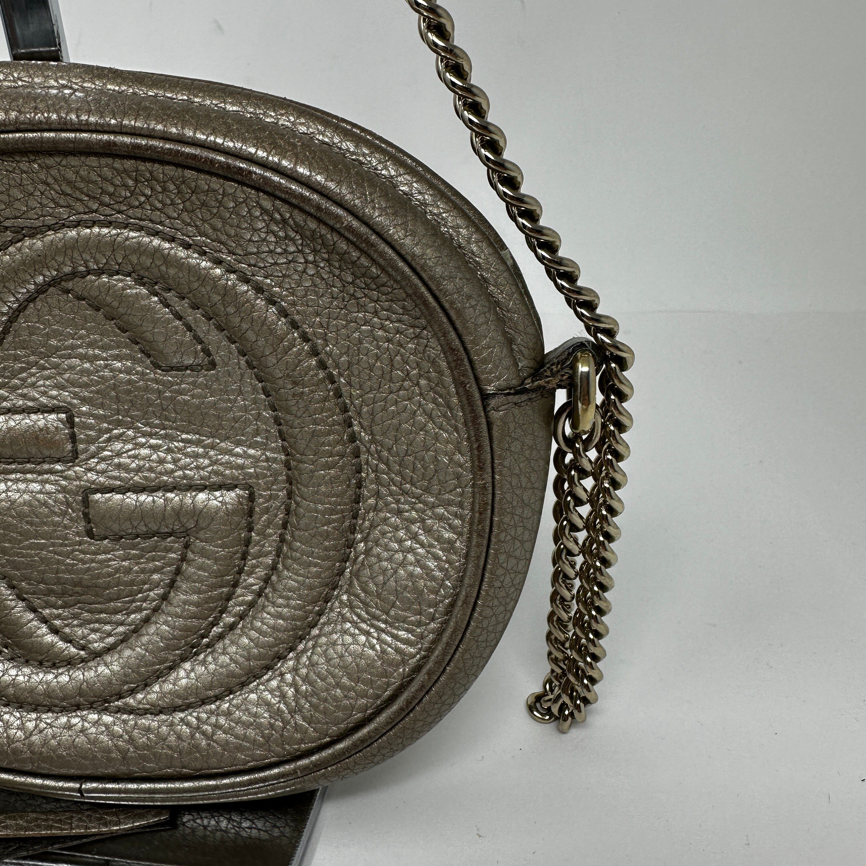 Gucci Gucci Soho Linen Round Leather Silver Metallic Size ONE SIZE - 3 Thumbnail