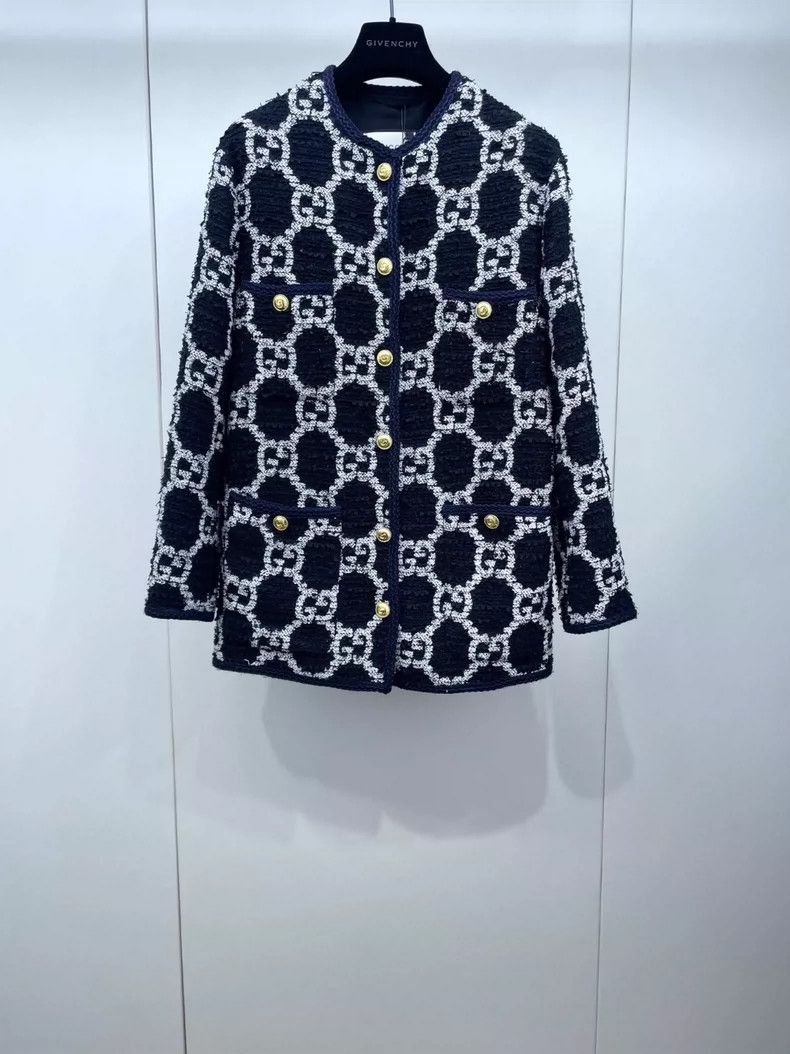 Gucci Black and white gold buttoned logo jacket 2504-Nextar
