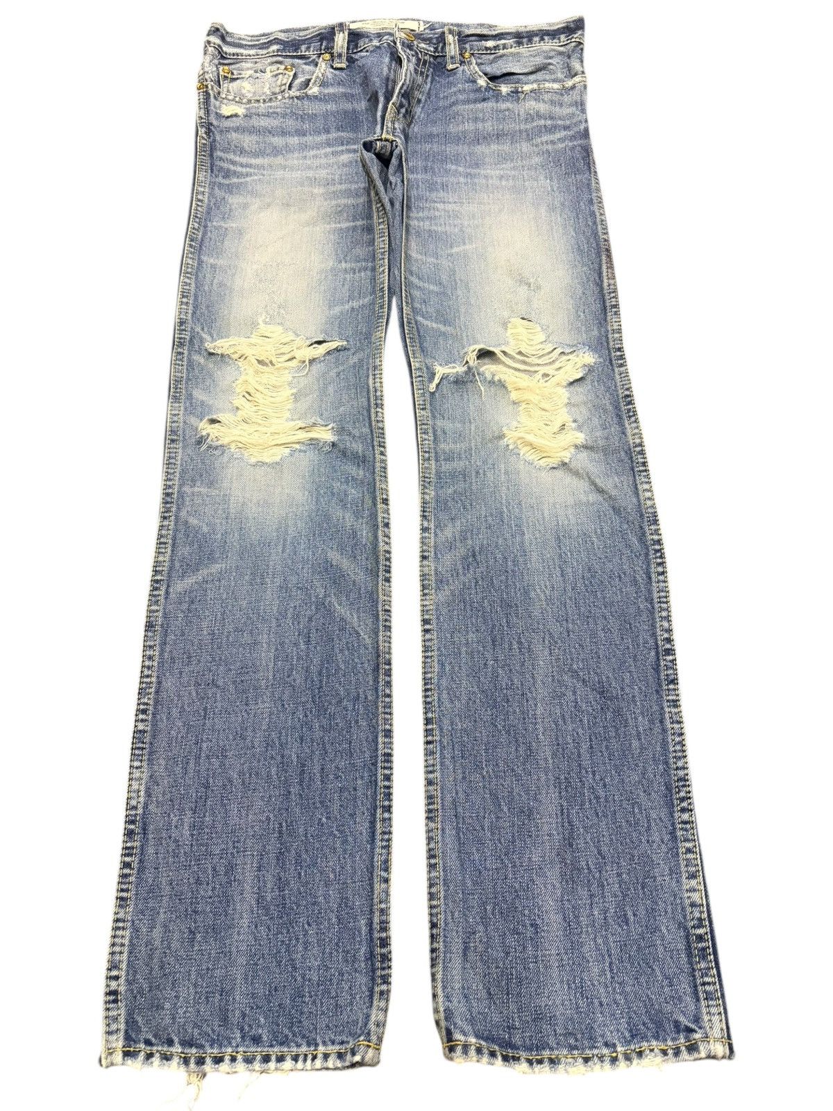Edwin Vintage Japanese Rna Buckle Back Distressed Jeans Size 31" - 1 Thumbnail