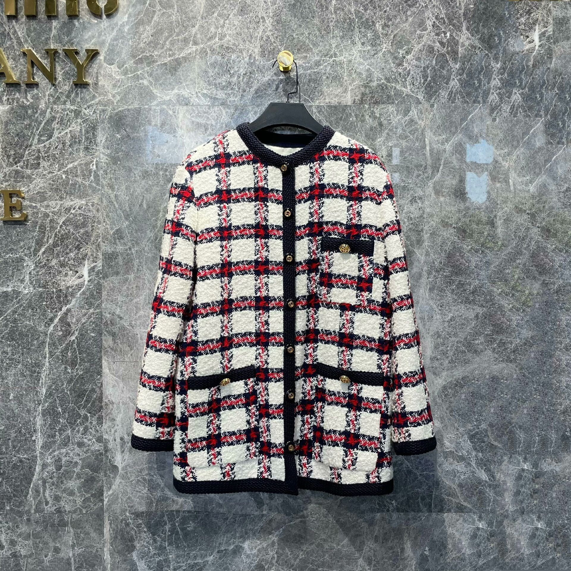 Gucci Gucci Plaid Tweed Coat with Gold Buckle Size US M / EU 48-50 / 2 - 1 Thumbnail