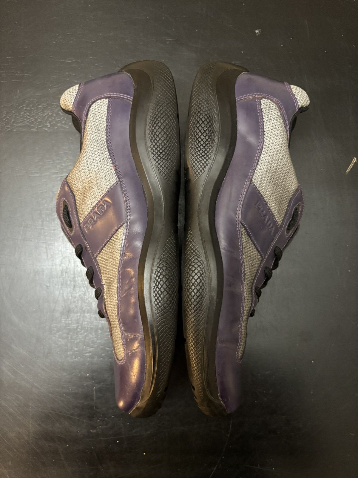 Prada Prada America’s Cup Retro Patent Leather Sneaker Purple Grey Size US 8.5 / EU 41-42 - 4 Thumbnail