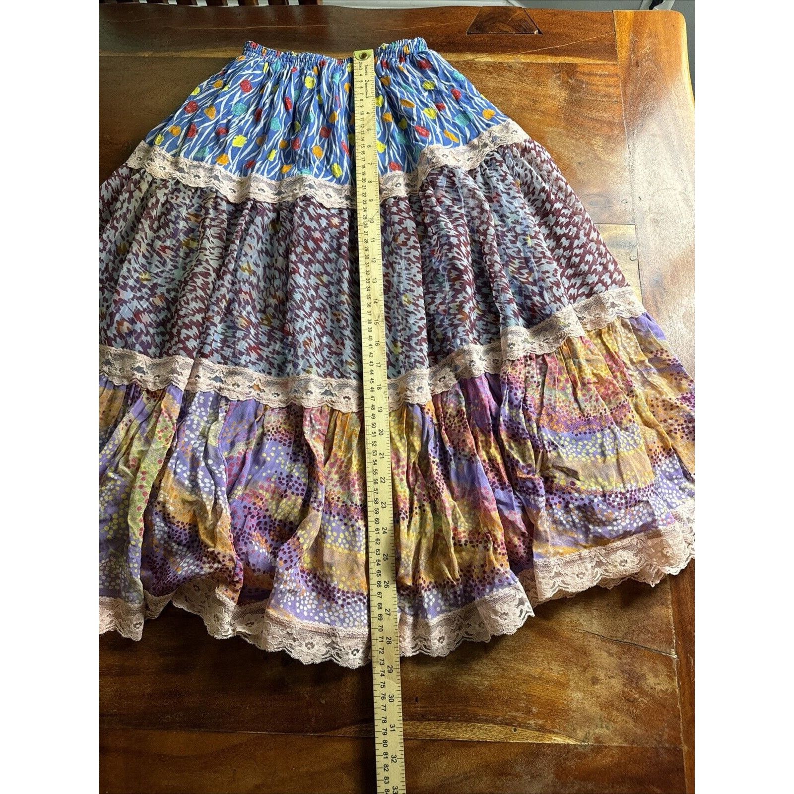 Other Koos Van Den Akker Skirt Vintage Tiered Patchwork, Rare Size 30" / US 8 / IT 44 - 8 Thumbnail