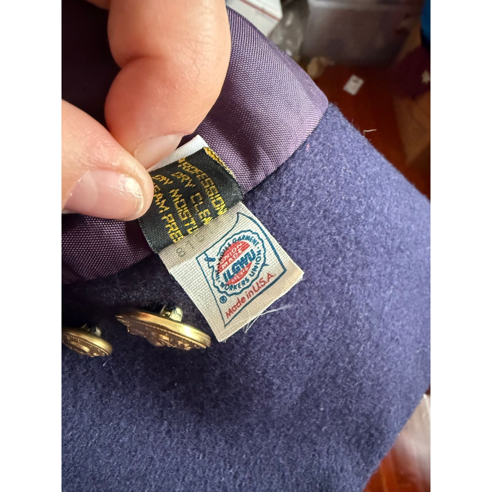 Vintage Vintage 60s Wool Navy Blue Gold Swing Pea Coat X Small Size XS / US 0-2 / IT 36-38 - 12 Thumbnail