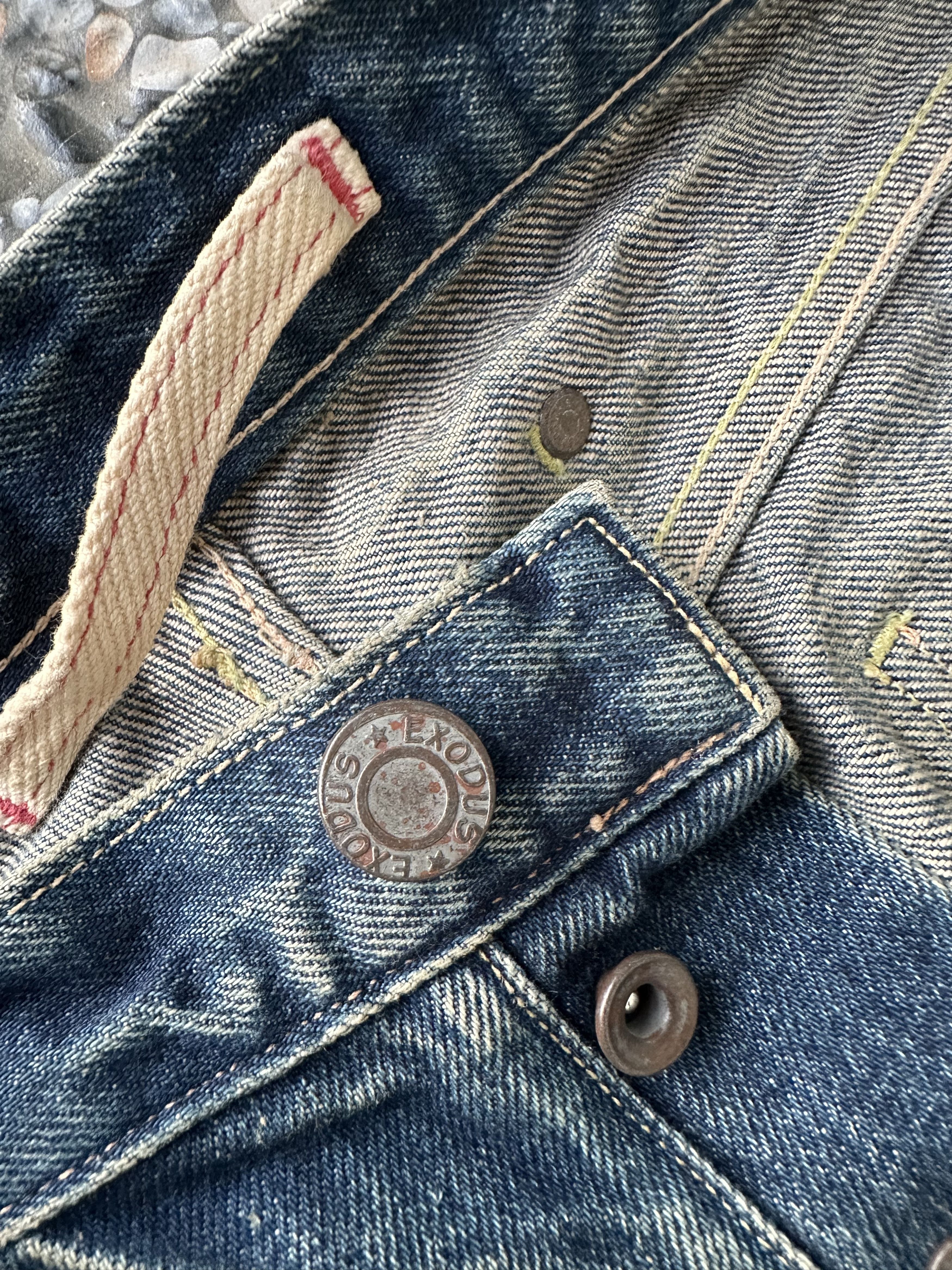 Exodus Vintage Japanese Brand Exodus Distressed Selvedge Denim Jean Size US 32 / EU 48 - 18 Thumbnail