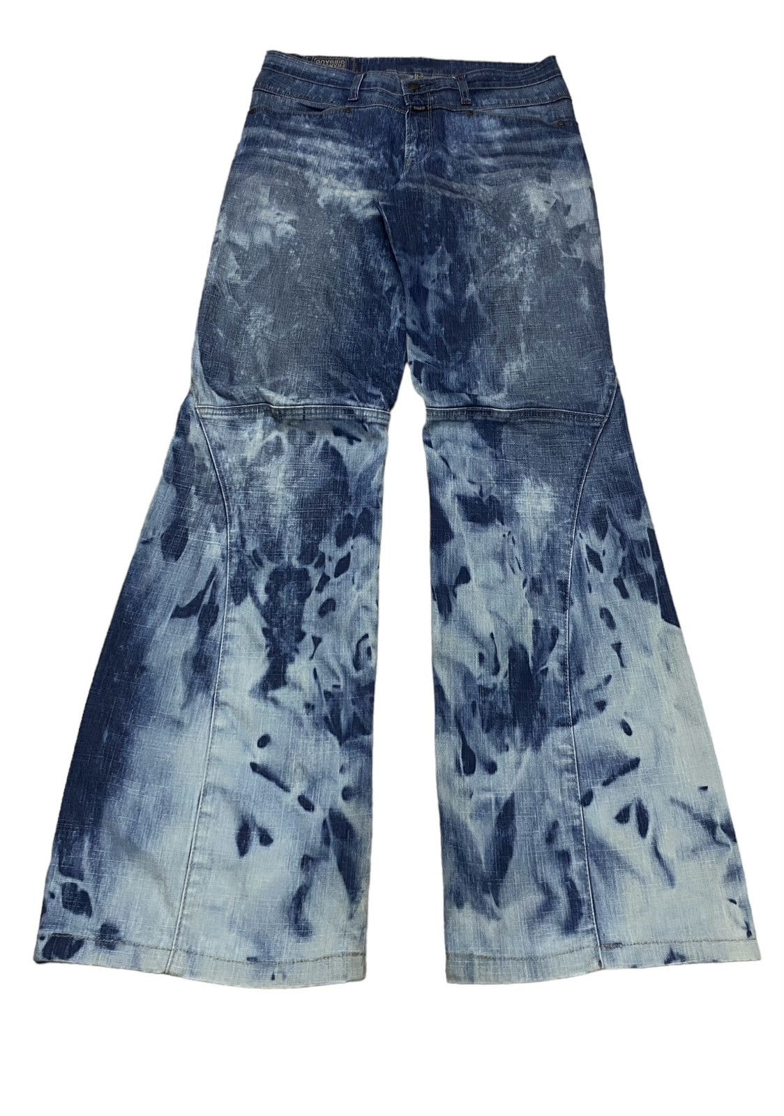 If Six Was Nine Vintage Marithe Francios Girbaud Flared Bleach Jeans 1990s Size US 34 / EU 50 - 1 Thumbnail