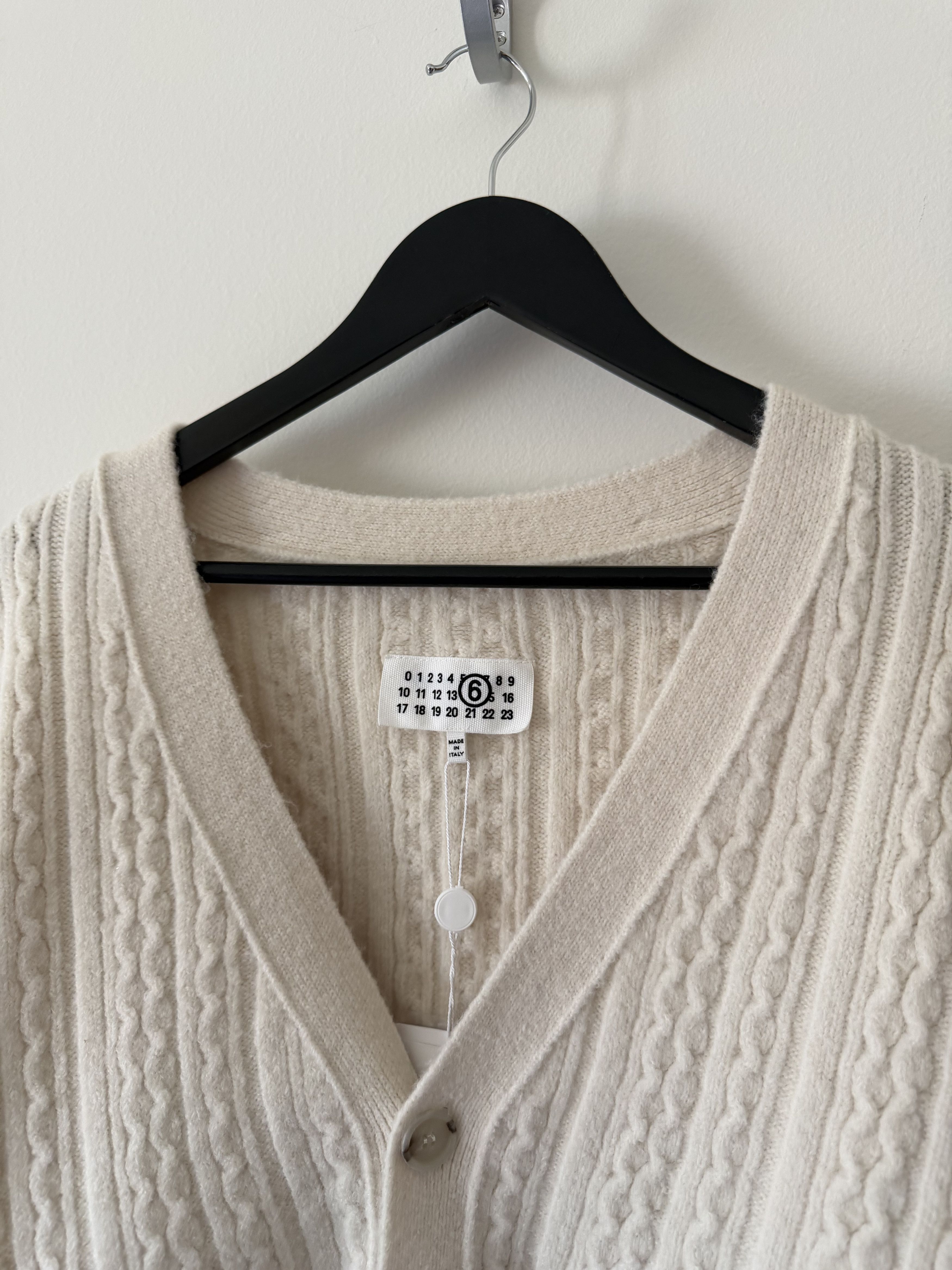 MM6 MM6 Maison Margiela Cable Knit Cardigan in Cream Size US L / EU 52-54 / 3 - 2 Thumbnail