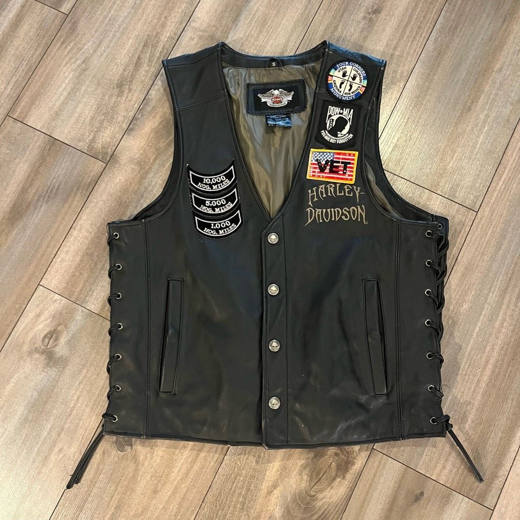 Harley Davidson Harley Davidson Motorcycle Bike Black Leather Vest Men Small Size US S / EU 44-46 / 1 - 1 Thumbnail