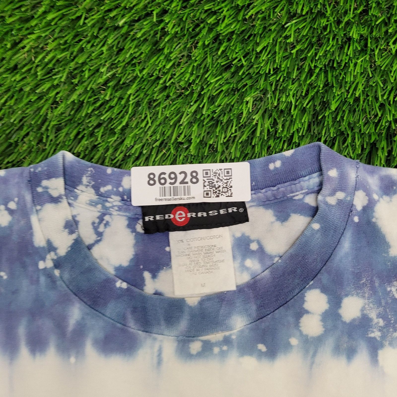 Vintage VTG 80s Oversized Crop Top T-Shirt Women M Bleached Blue Size M / US 6-8 / IT 42-44 - 6 Thumbnail