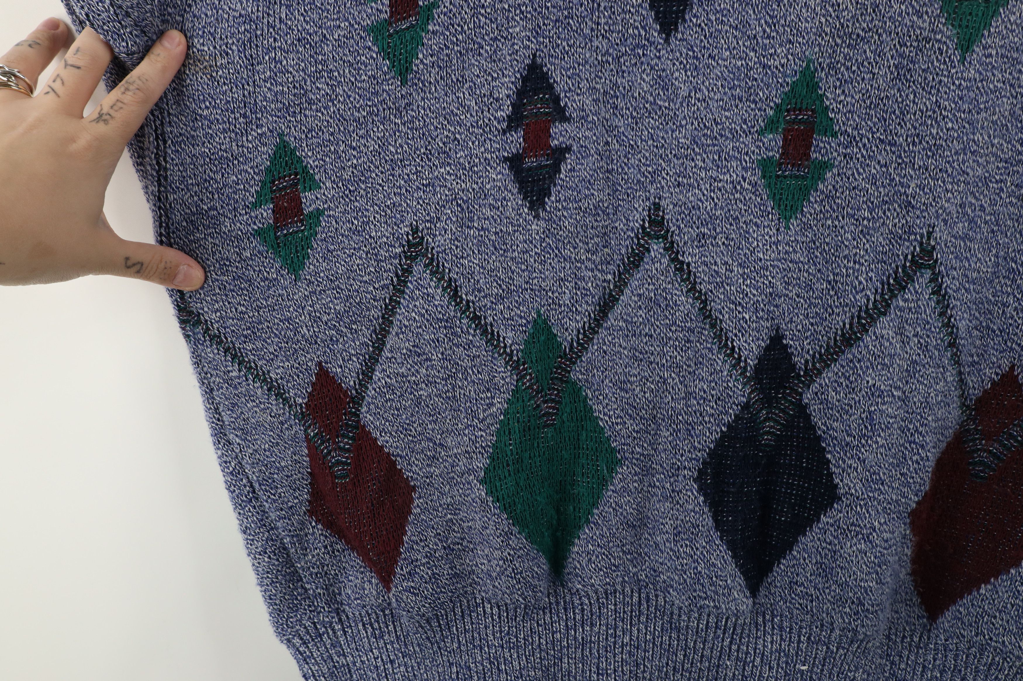 Vintage Vintage 90s Streetwear Diamond Knit Crewneck Sweater USA Size US XL / EU 56 / 4 - 9 Thumbnail