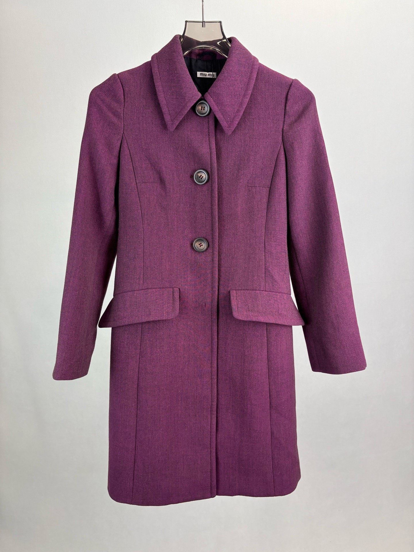 Miu Miu MIUMIU Dark Purple Wool Coat Size S / US 4 / IT 40 - 1 Thumbnail