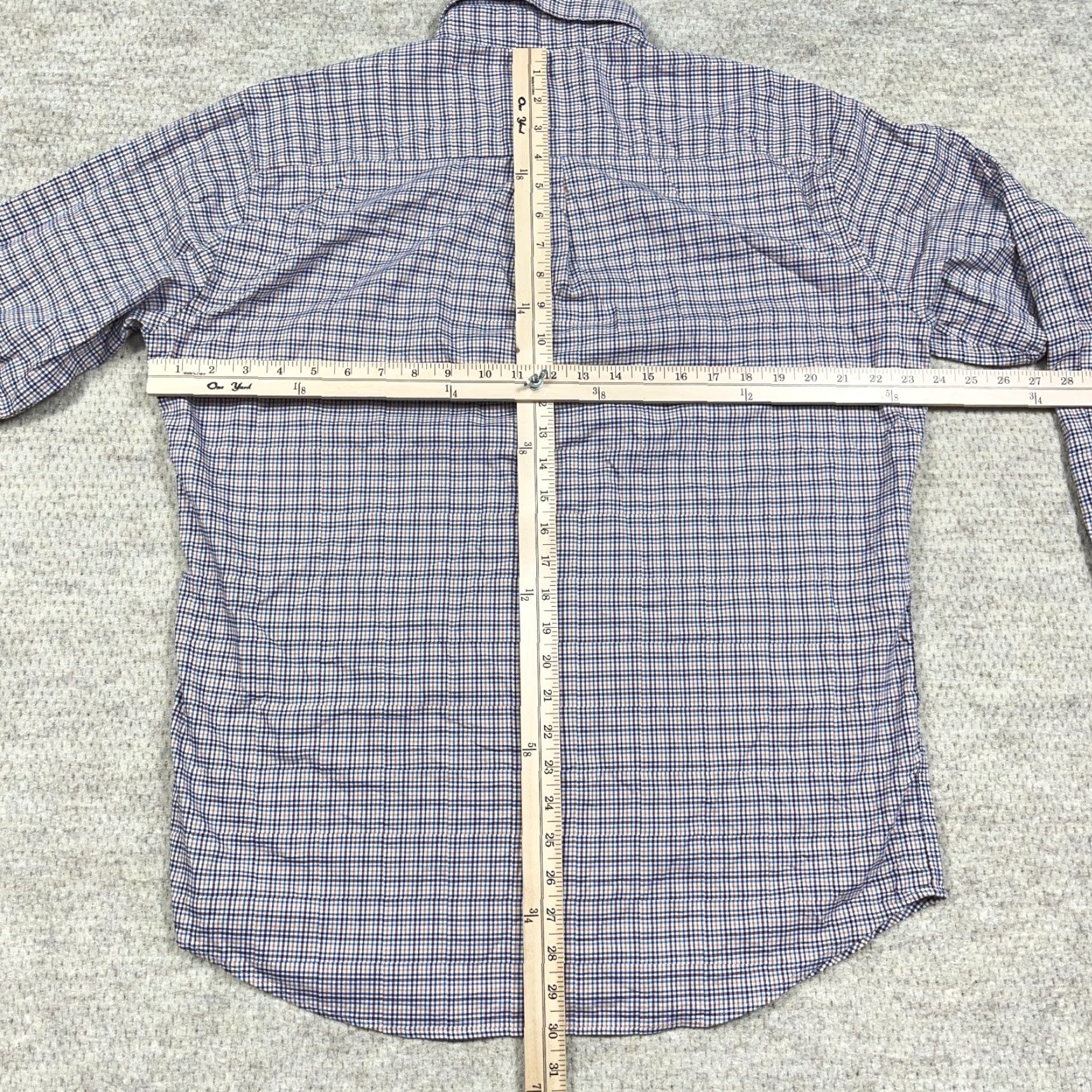 Peter Millar Peter Millar Shirt Men Large Blue Orange Plaid Button Up Tattersall Pocket Dress Size 42R - 6 Thumbnail
