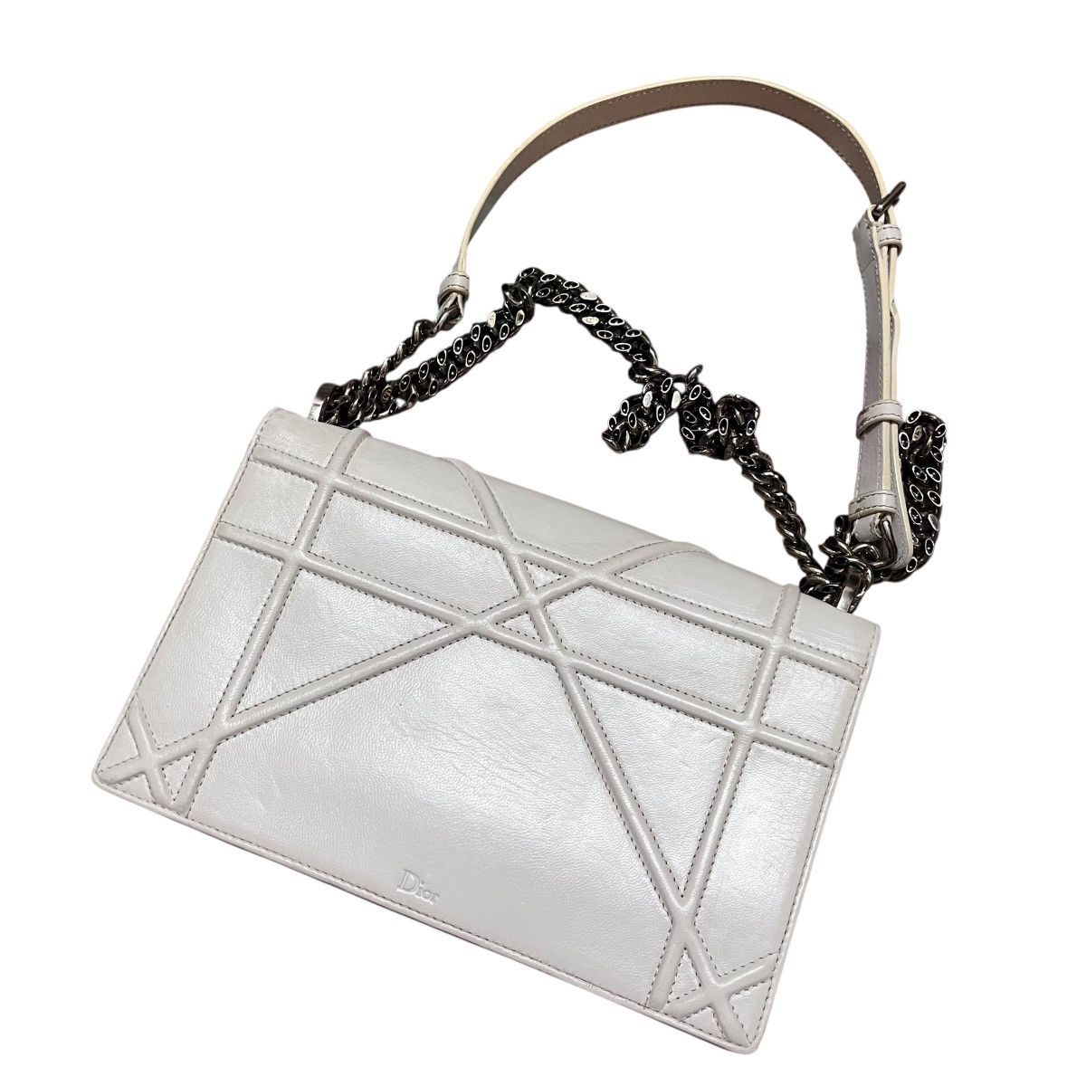 Dior CHRISTIAN DIOR White Grained Leather Diorama Medium Flap Bag Size ONE SIZE - 2 Thumbnail