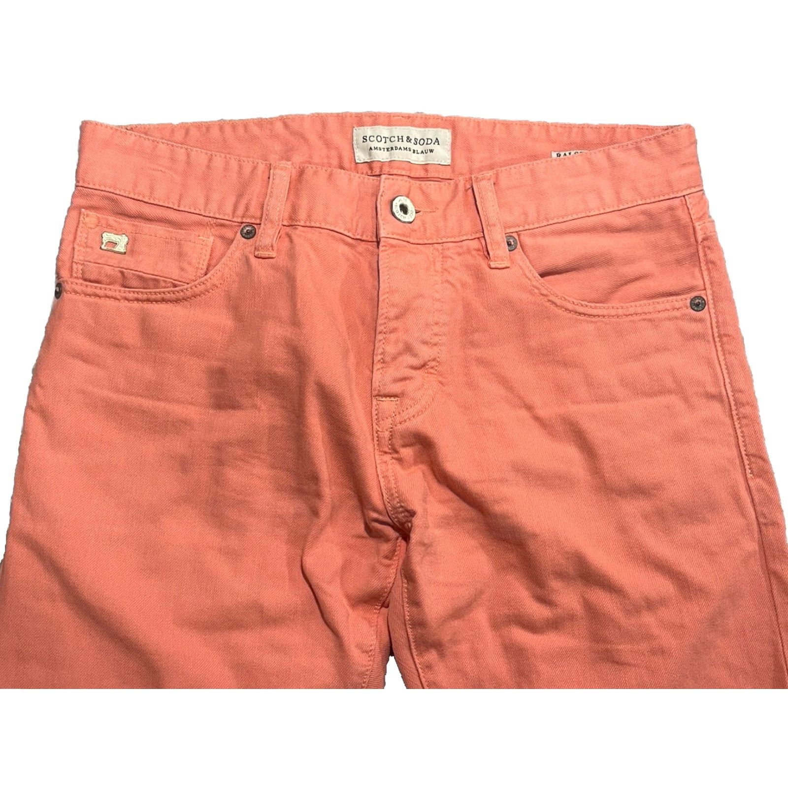 Scotch & Soda Scotch & Soda Jeans Mens 30x28.5 Salmon Denim Ralston Straight Casual Workwear Zip Pockets Logo Vintage No Pattern Cotton Denim Size US 30 / EU 46 - 2 Thumbnail