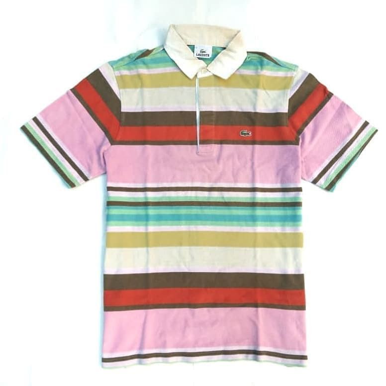 Lacoste × Vintage Lacoste all multi colour rainbow stripes polo shirt size 3 Size US M / EU 48-50 / 2 - 1 Preview