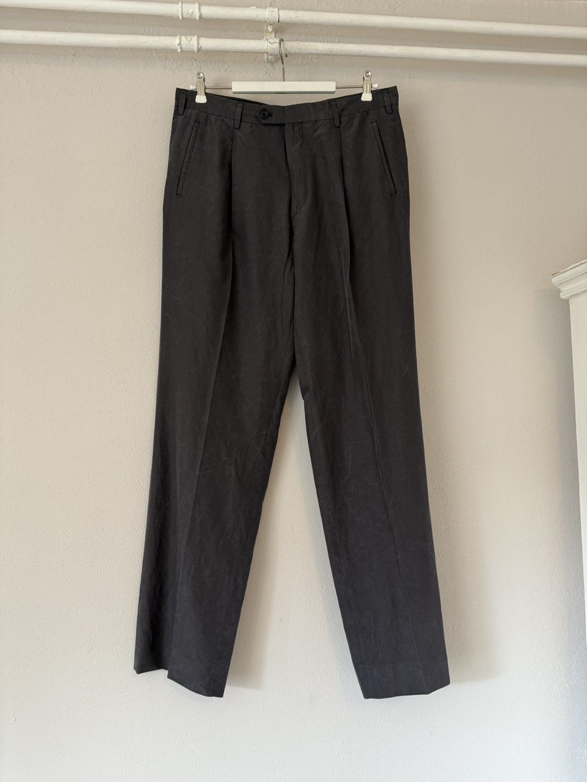 Prada Charcoal Grey Pleated Pants in 100% Silk Size US 36 / EU 52 - 1 Thumbnail