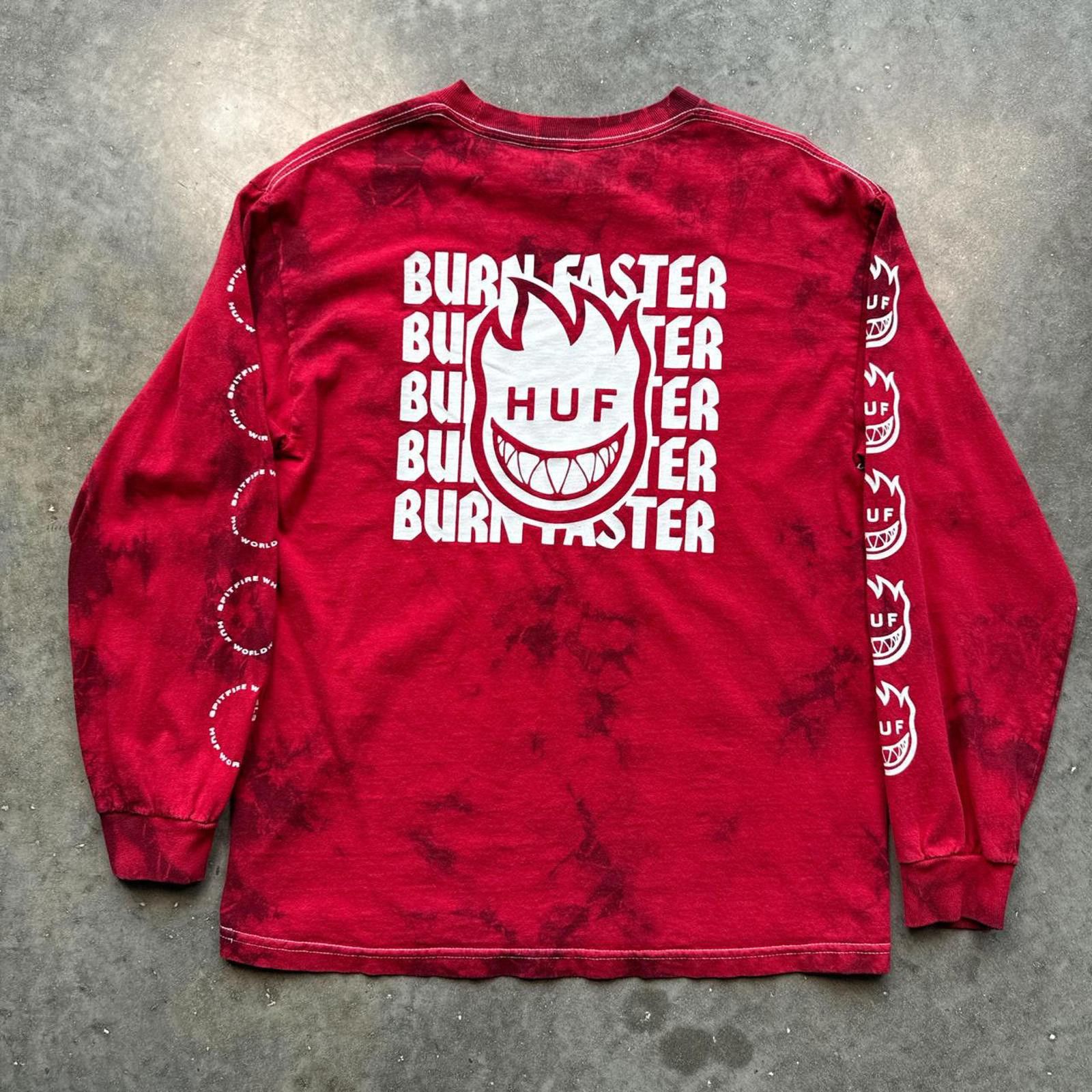 Huf Red and White HUF Flames Burn Faster Long Sleeve T-Shirt Size US S / EU 44-46 / 1 - 2 Thumbnail