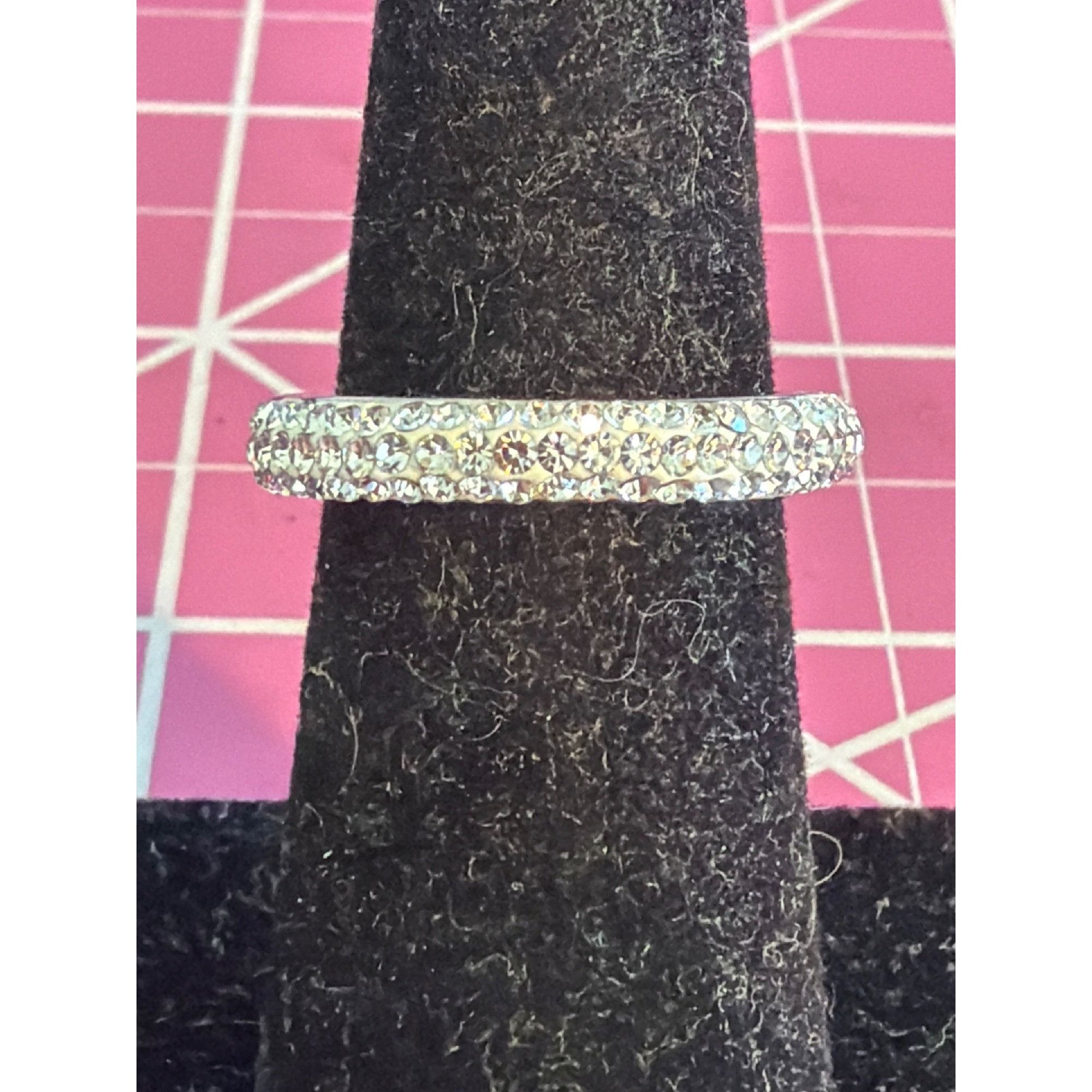 Other Silver Tone Crystal Rhinestone Eternity Band Ring ATI BR CH Size ONE SIZE - 1 Thumbnail