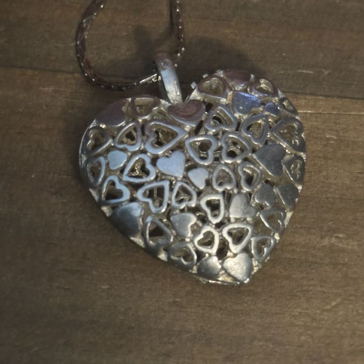 Vintage Vintage silver tone puffed filigree heart pendant necklace Size ONE SIZE - 4 Thumbnail