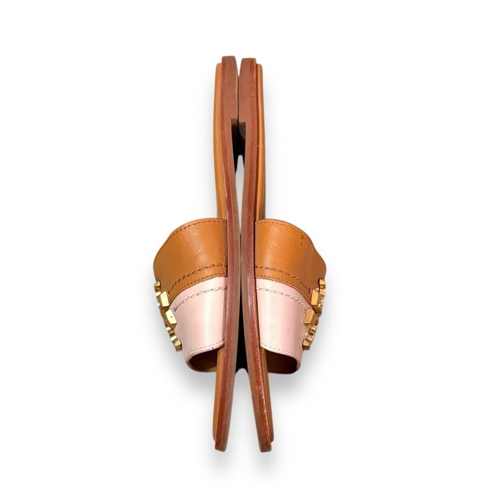 Tory Burch Tory Burch Everly Two Tone Tan & Cream Pink Leather Sandals Size US 7.5 / IT 37.5 - 2 Thumbnail