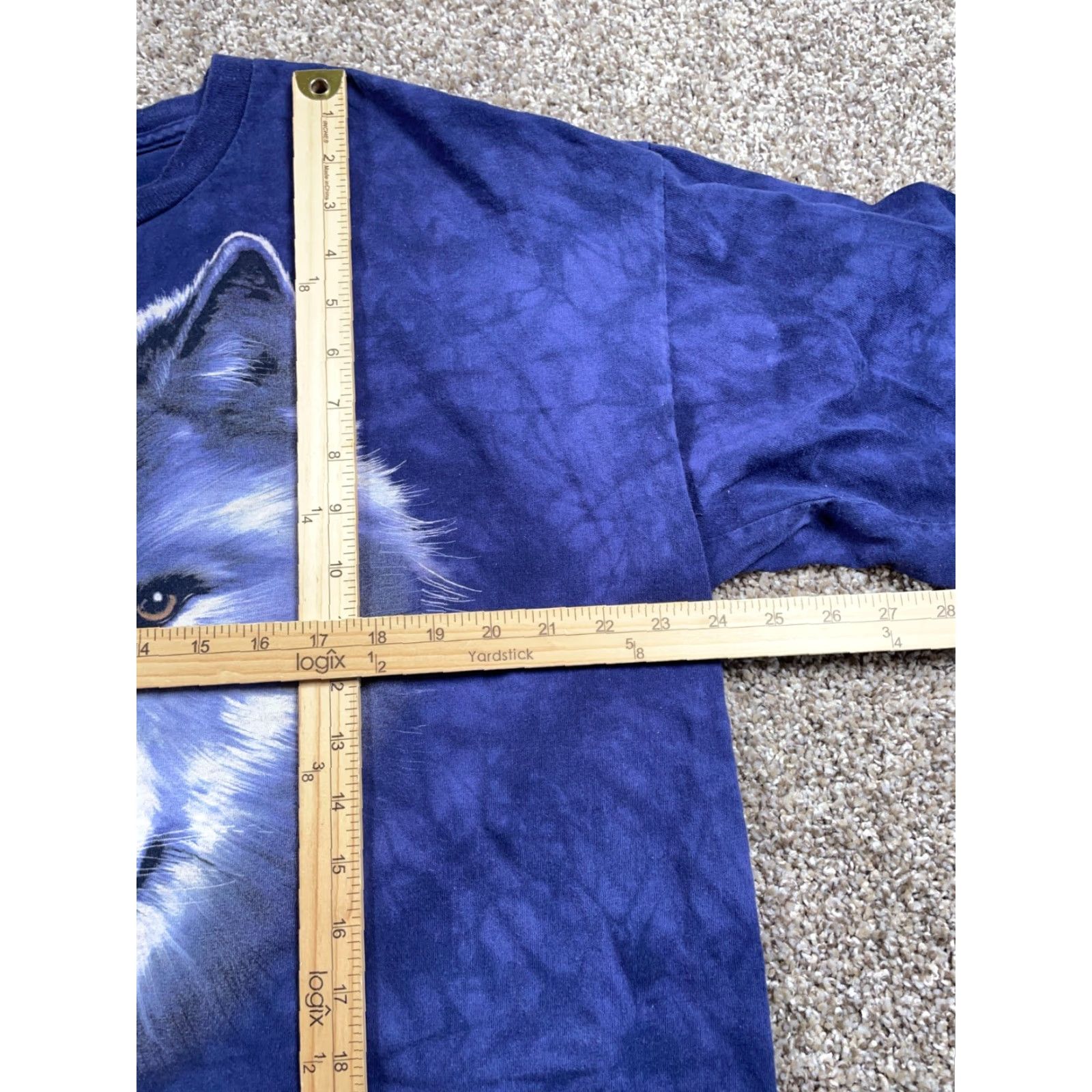 The Mountain VTG The Mountain Wolf Face Print Long Sleeve T-Shirt Dark Blue Tie Dye XL Men’s Adult Crew Neck 100% Cotton Jersey Graphic Print Vintage Size US XL / EU 56 / 4 - 6 Thumbnail