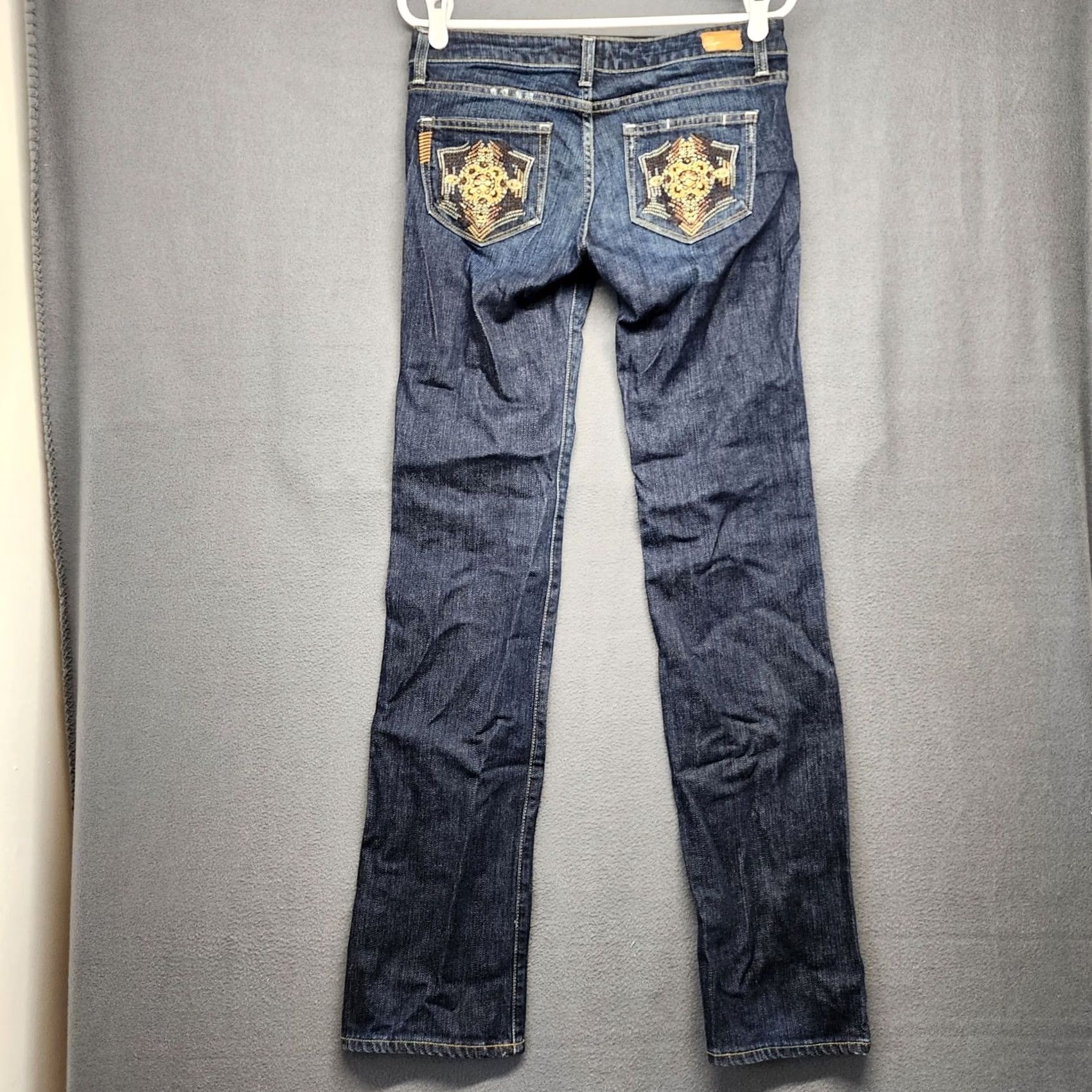 Paige Paige Jeans Womens 31x33 Blue Premium Denim MELROSE Slim Straight Embroidery Jeans Mens Women Girls Size 24" / US 00 / IT 34 - 2 Thumbnail