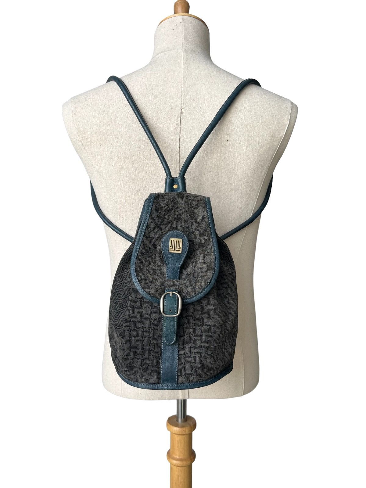 Lanvin 1980s Lanvin Paris Monogram Jacquard Hybrid Velvet Backpack Size ONE SIZE - 1 Thumbnail