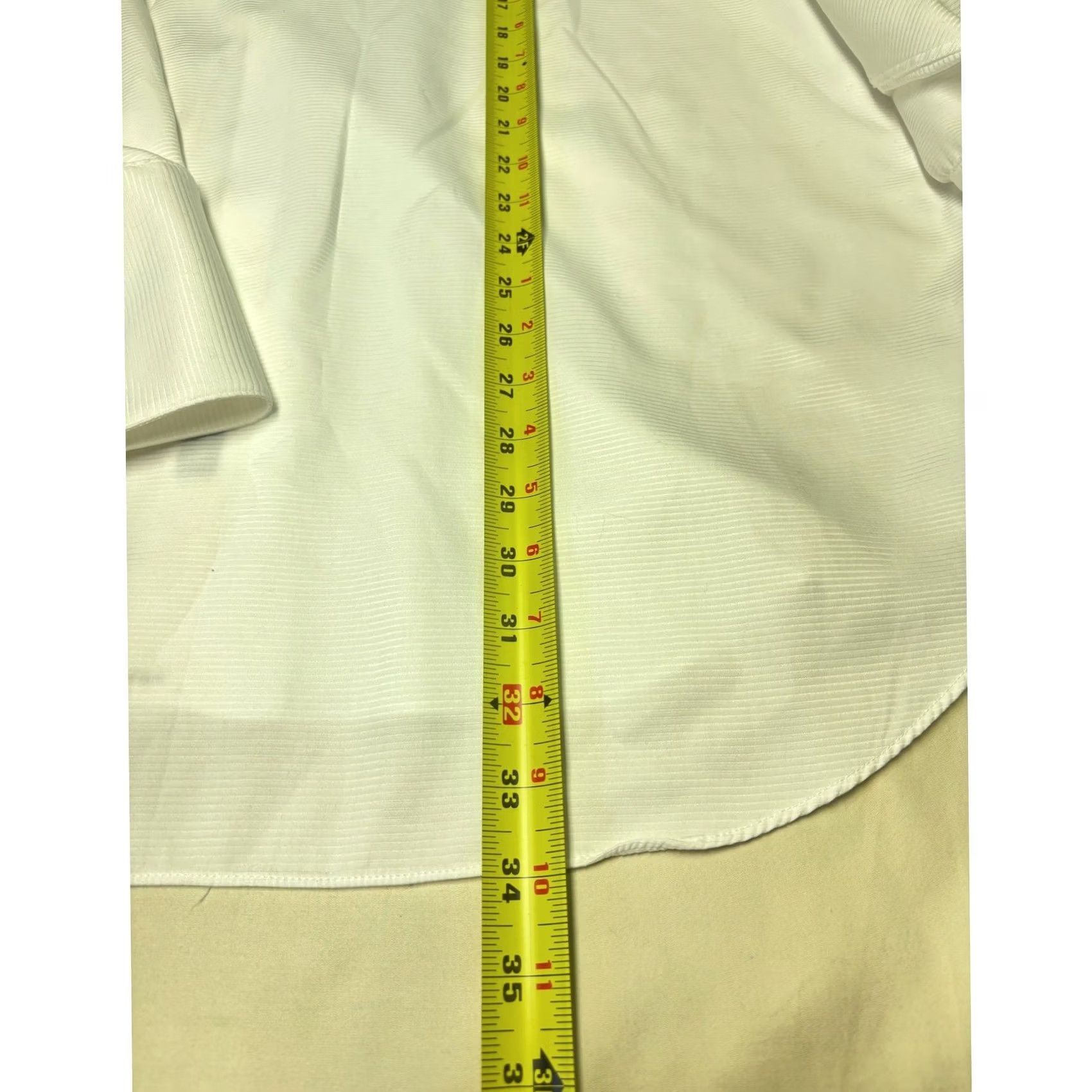 David Donahue David Donahue Mens White Ribbed Cotton Dress Shirt French Cuff 17 32/33 Dress Shirt Mens White Ribbed Cotton French Cuff 17 32/33 Size 46R - 7 Thumbnail