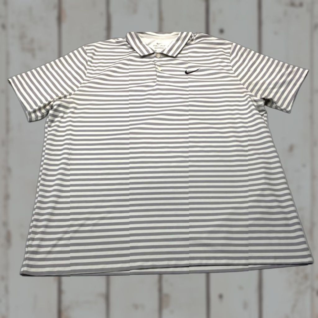 Nike Nike Dri-FIT Polo Shirt CU9858-311 Mens XL Gray Stripe Performance Golf Top 8494 Size US XXL / EU 58 / 5 - 1 Thumbnail
