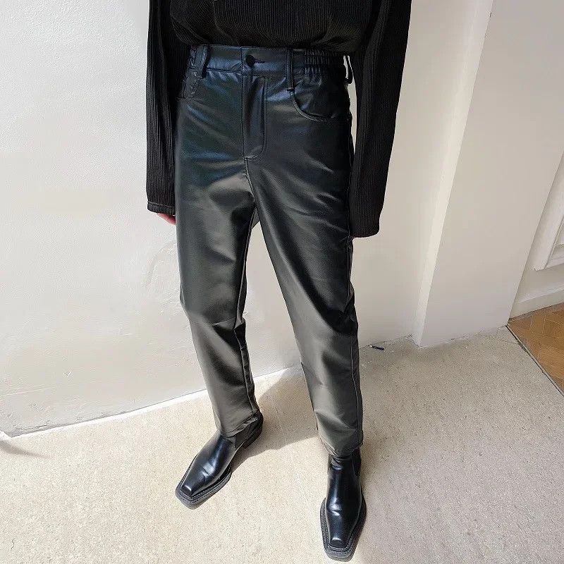 Japanese Brand × Jean × Leather Trendy Punk Elastic Waist Casual Pants Men's Leather Pants Size US 32 / EU 48 - 5 Thumbnail