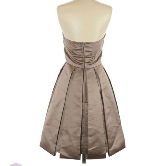 Vintage Vtg 80s Artsy Satin Formal Strapless Dress Sz 10 Taupe Pleat Size L / US 10 / IT 46 - 5 Thumbnail