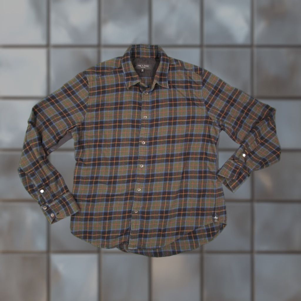 Rag & Bone Rag & Bone Mens Large Green Plaid Long Sleeve Flannel Button Up Shirt Cotton Blend Size US L / EU 52-54 / 3 - 1 Thumbnail