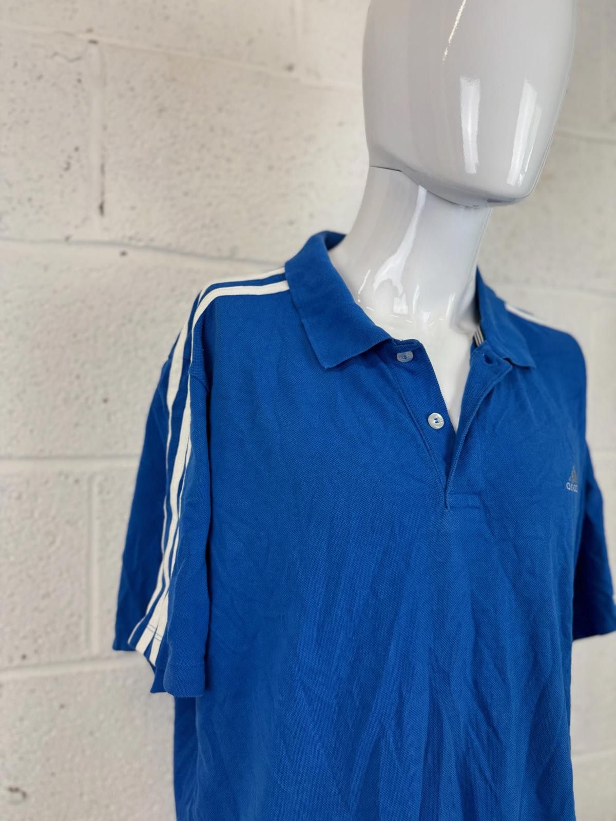 Adidas Adidas Men's Blue Polo Shirt with White Stripes Size XL Size US XL / EU 56 / 4 - 4 Thumbnail